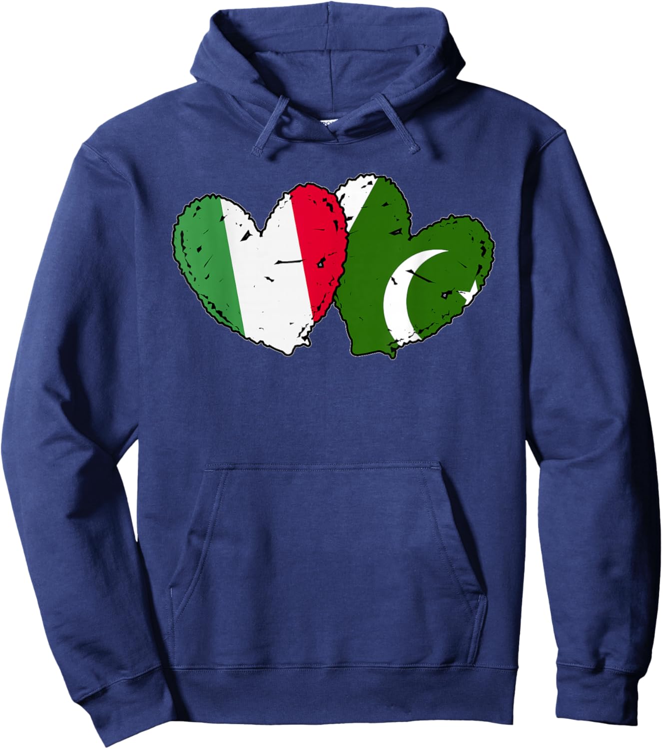 Italy Pakistan Heart Flags Italian Pakistani Culture Hoodie - Hoodie | Navy