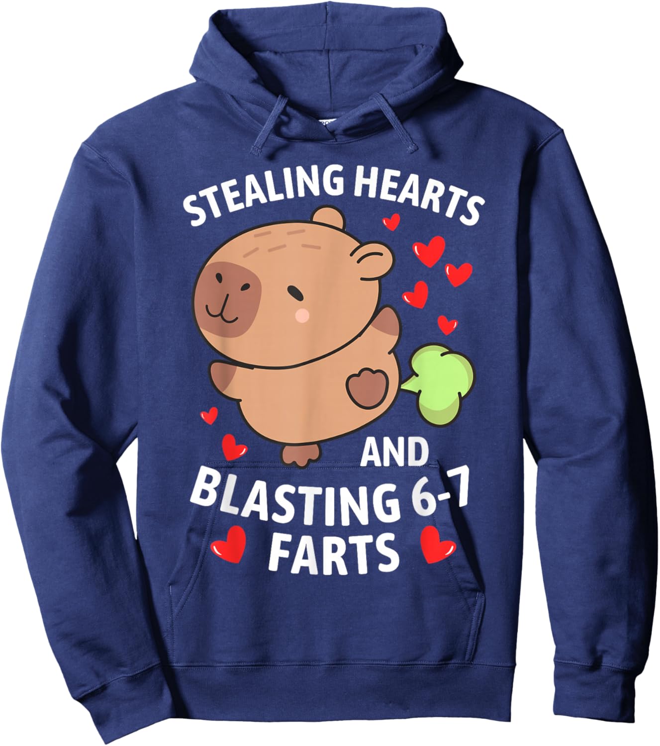 67 Meme Stealing Hearts Valentine's Day Capybara Kids Boys Hoodie - Hoodie | Navy