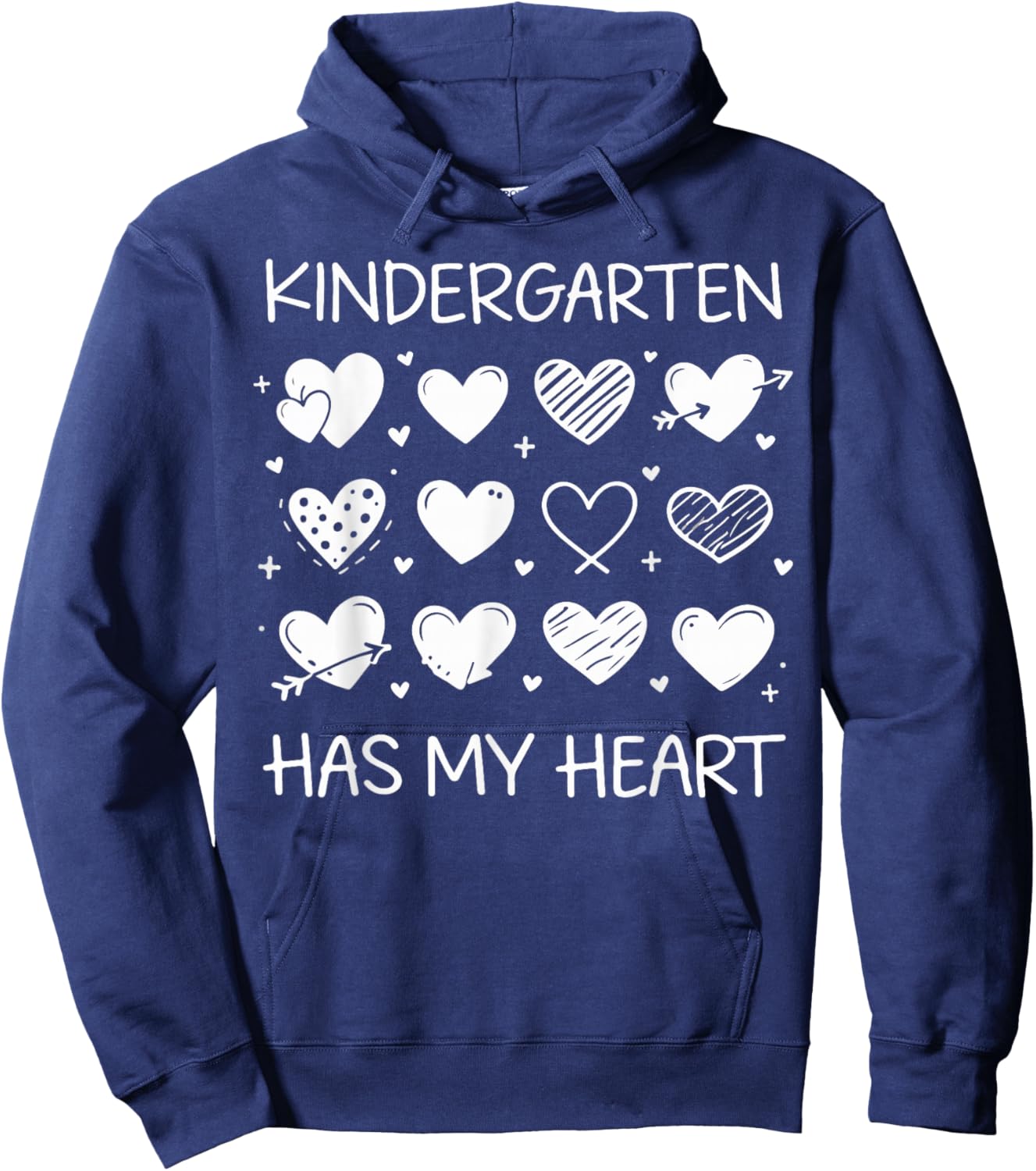 Kindergarten Has My Heart Valentine Teacher Bookworm Vintage Hoodie - Hoodie | Navy
