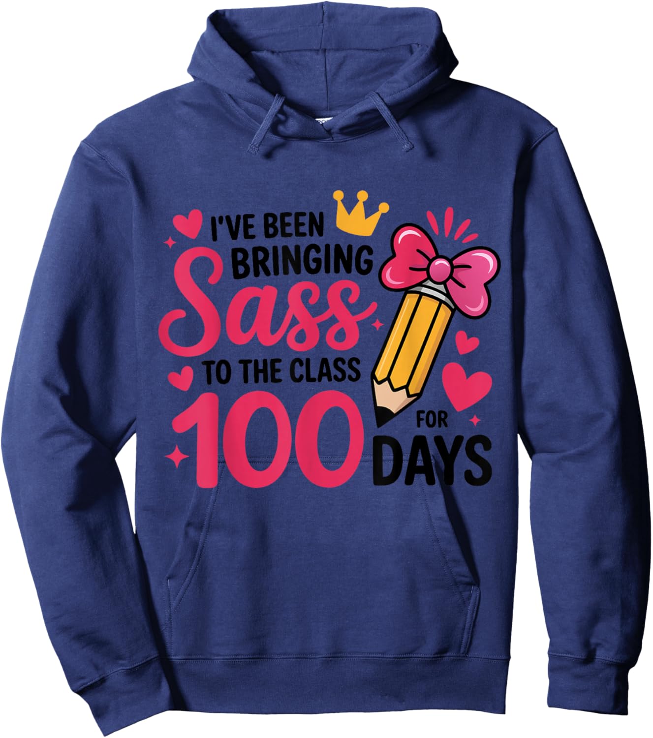 Bringing Sass to The Class for 100 Days of School Bow Girls Hoodie - Hoodie | Navy