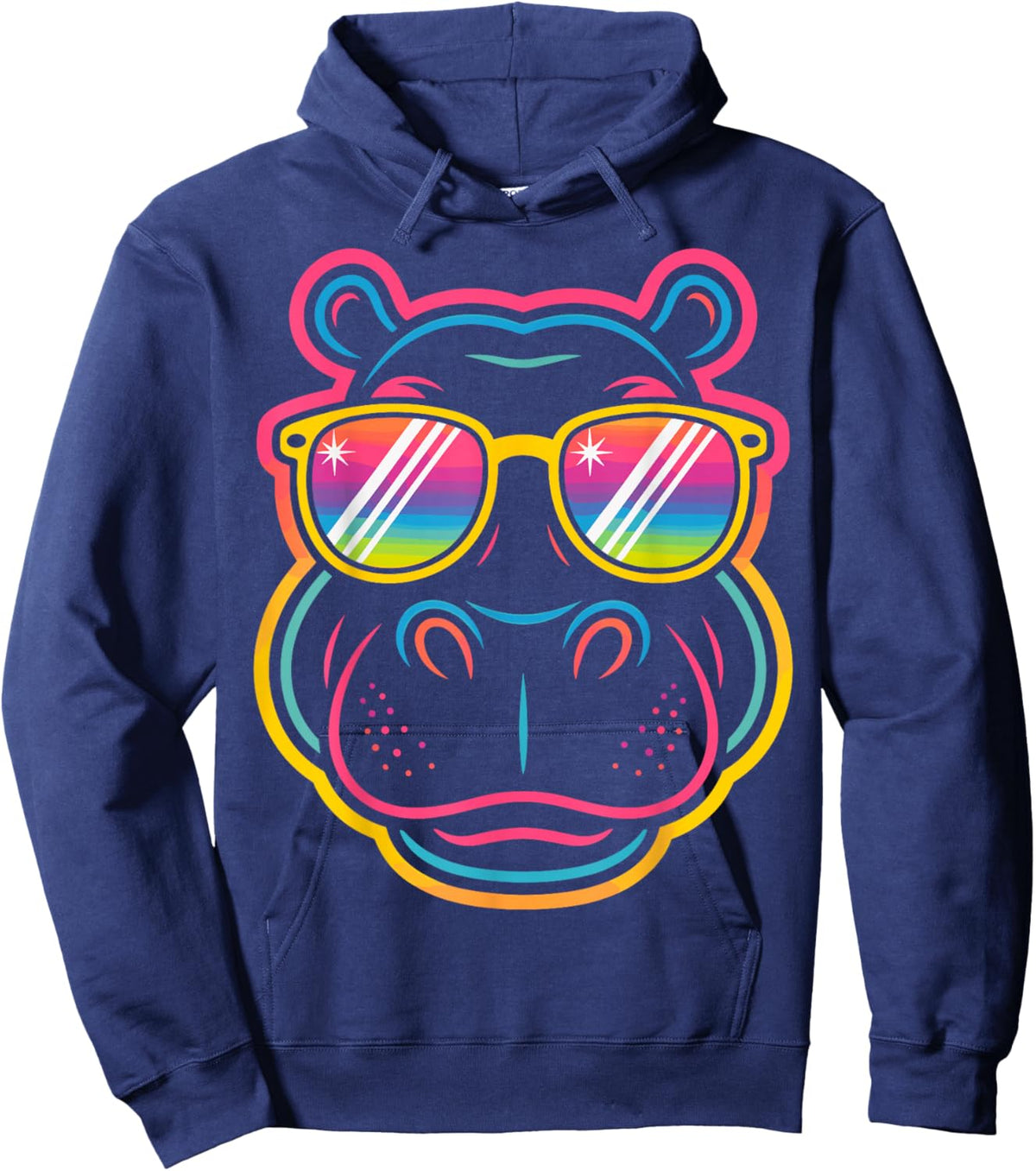 Colorful Hippo Hippopotamus Hoodie - Hoodie | Navy