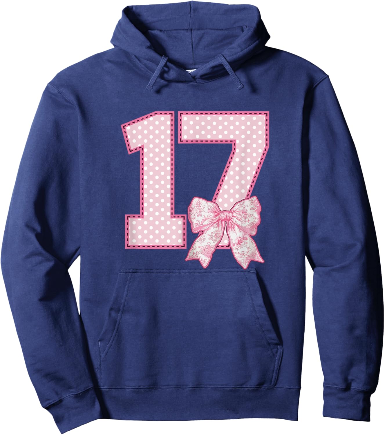 17th Birthday Shirt Girls Coquette Bow 17 Year Old Birthday Hoodie - Hoodie | Navy