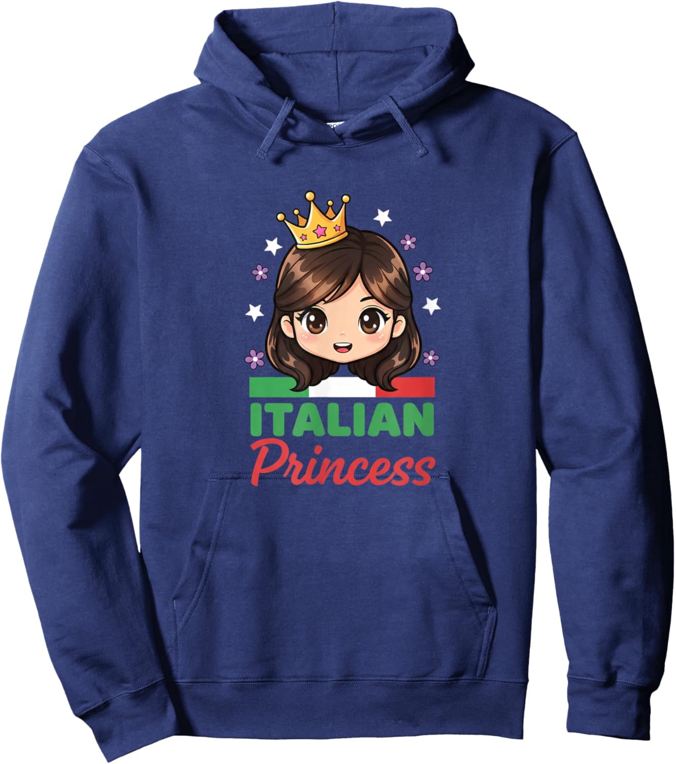 Italian Princess Cute Girl Crown Kids Italy Flag Graphic Hoodie - Hoodie | Navy