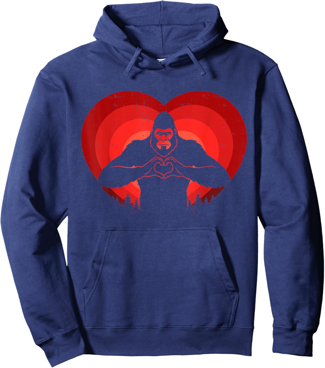 Funny Sasquatch Hearts Love Valentines Day Women Hoodie - Hoodie | Navy