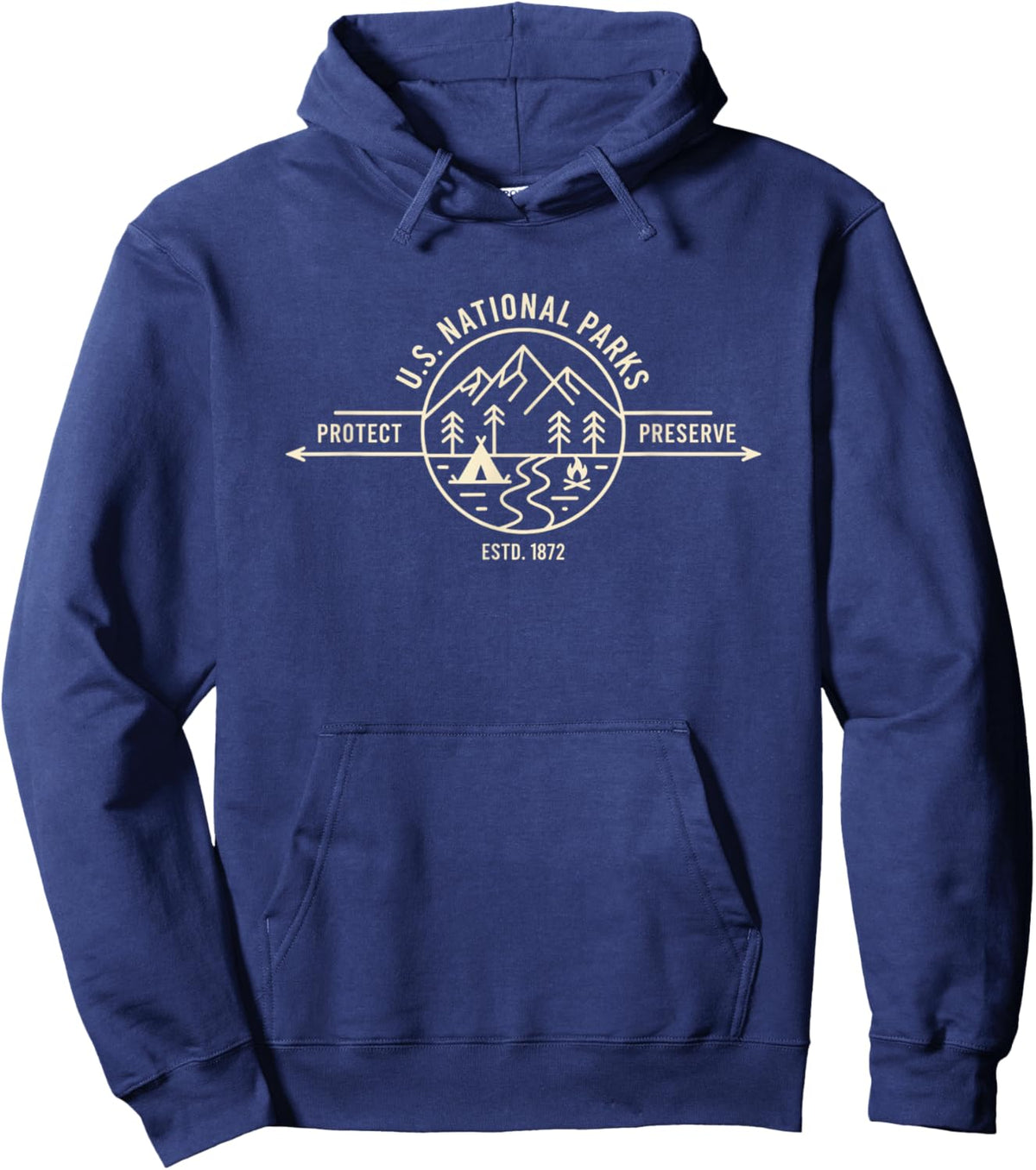 U.s. National Parks Protect Preserve Estd 1872 Camping Logo Hoodie - Hoodie | Navy