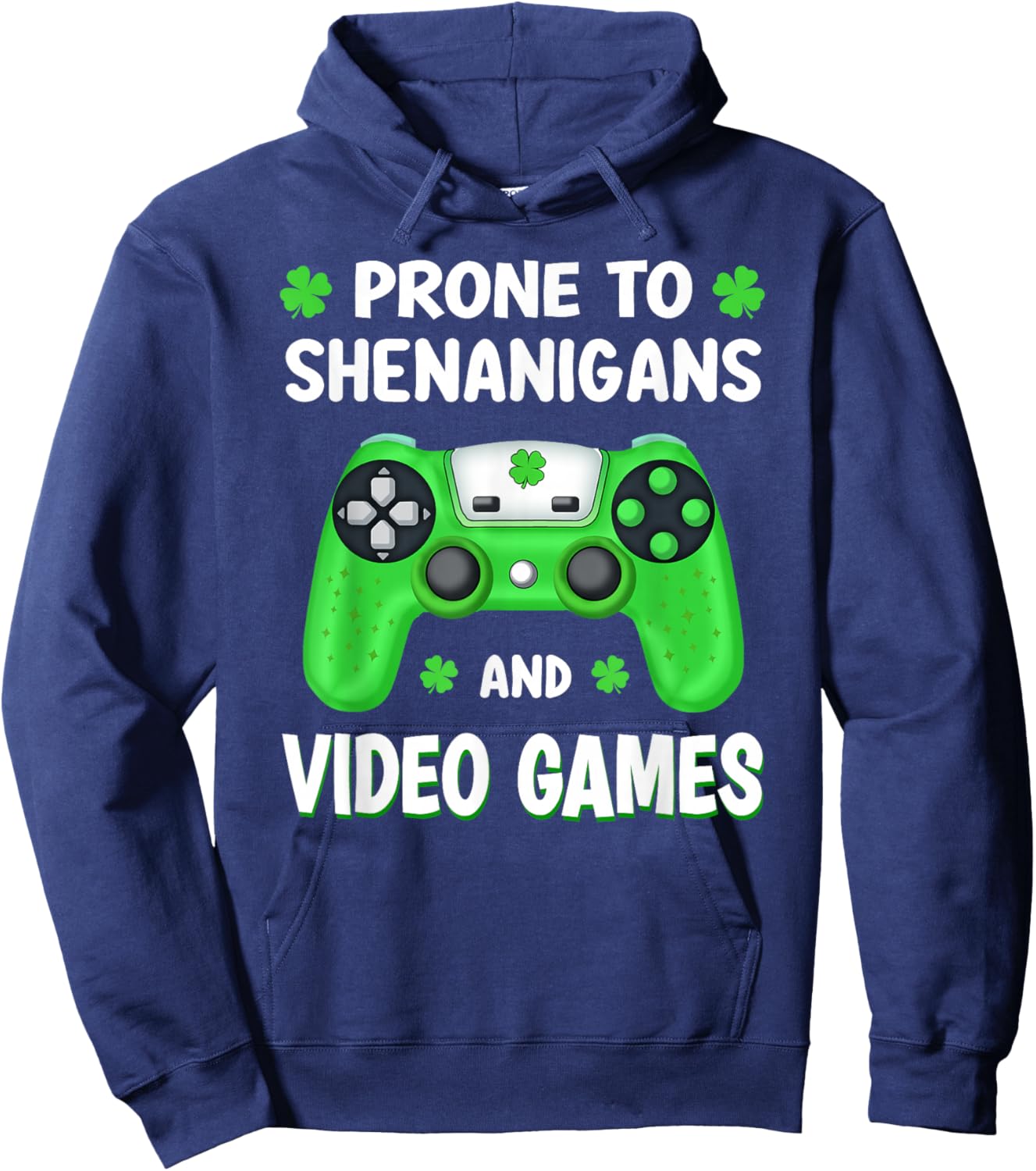 St Patricks Day Shamrock Gamer Shenanigans Irish Boys Men Hoodie - Hoodie | Navy