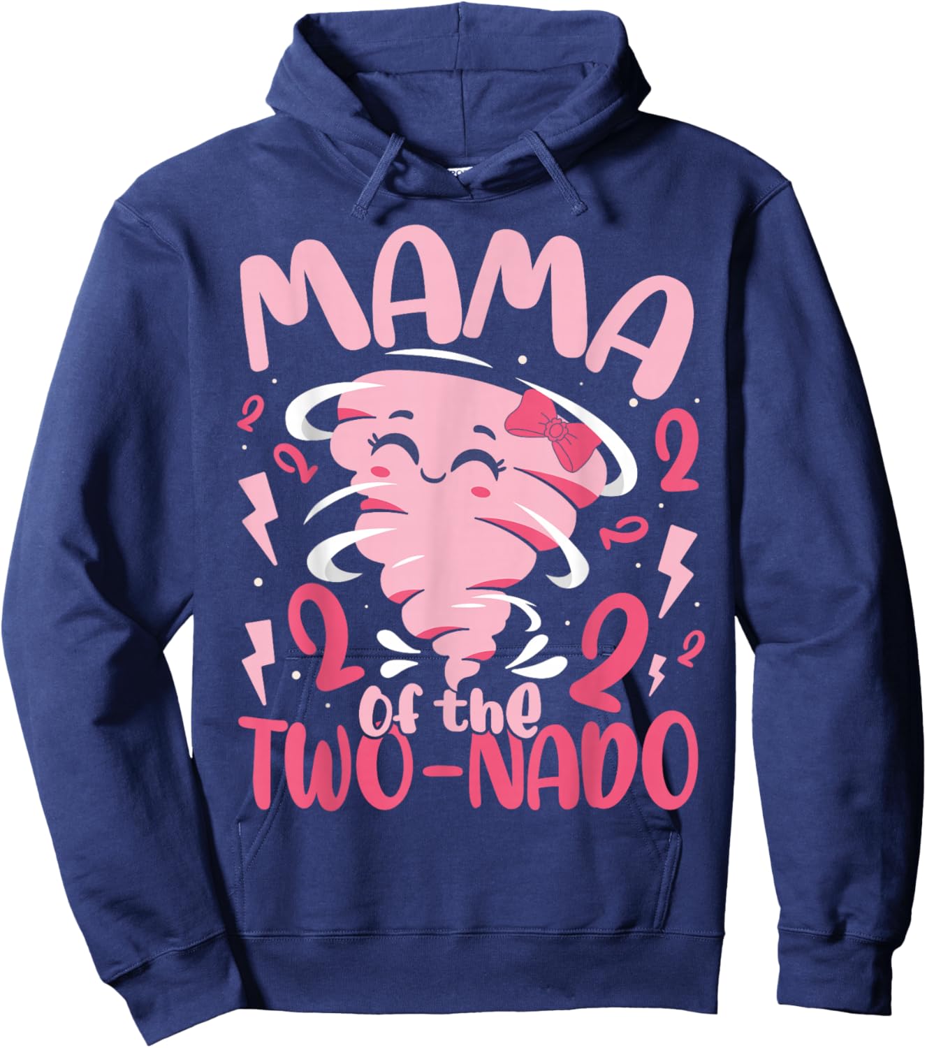 Mama of The Two-nado Tornado Themed 2nd Birthday Party Kids Hoodie - Hoodie | Navy