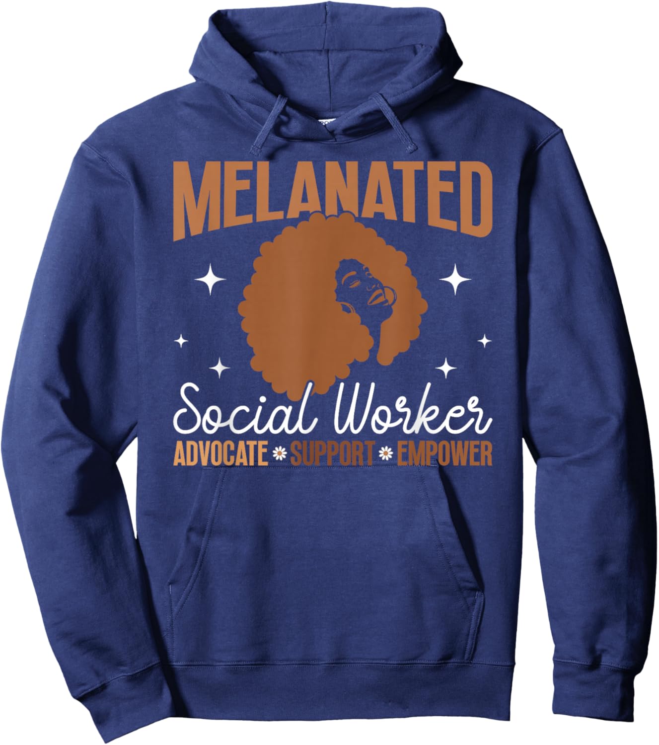 Melanated Social Worker Advocate Support Black Social Worker Hoodie - Hoodie | Navy