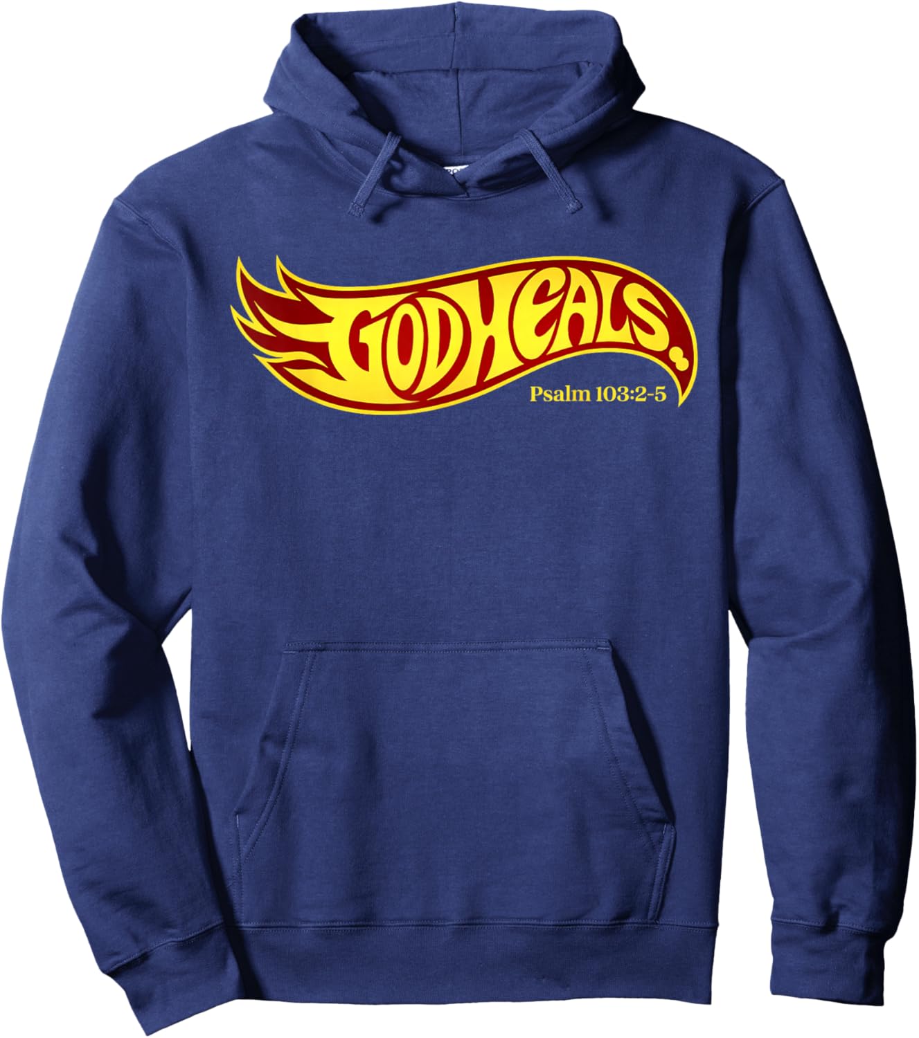 God Heals Faith Message Vintage Swoosh Psalm 103 2 5 Retro Hoodie - Hoodie | Navy