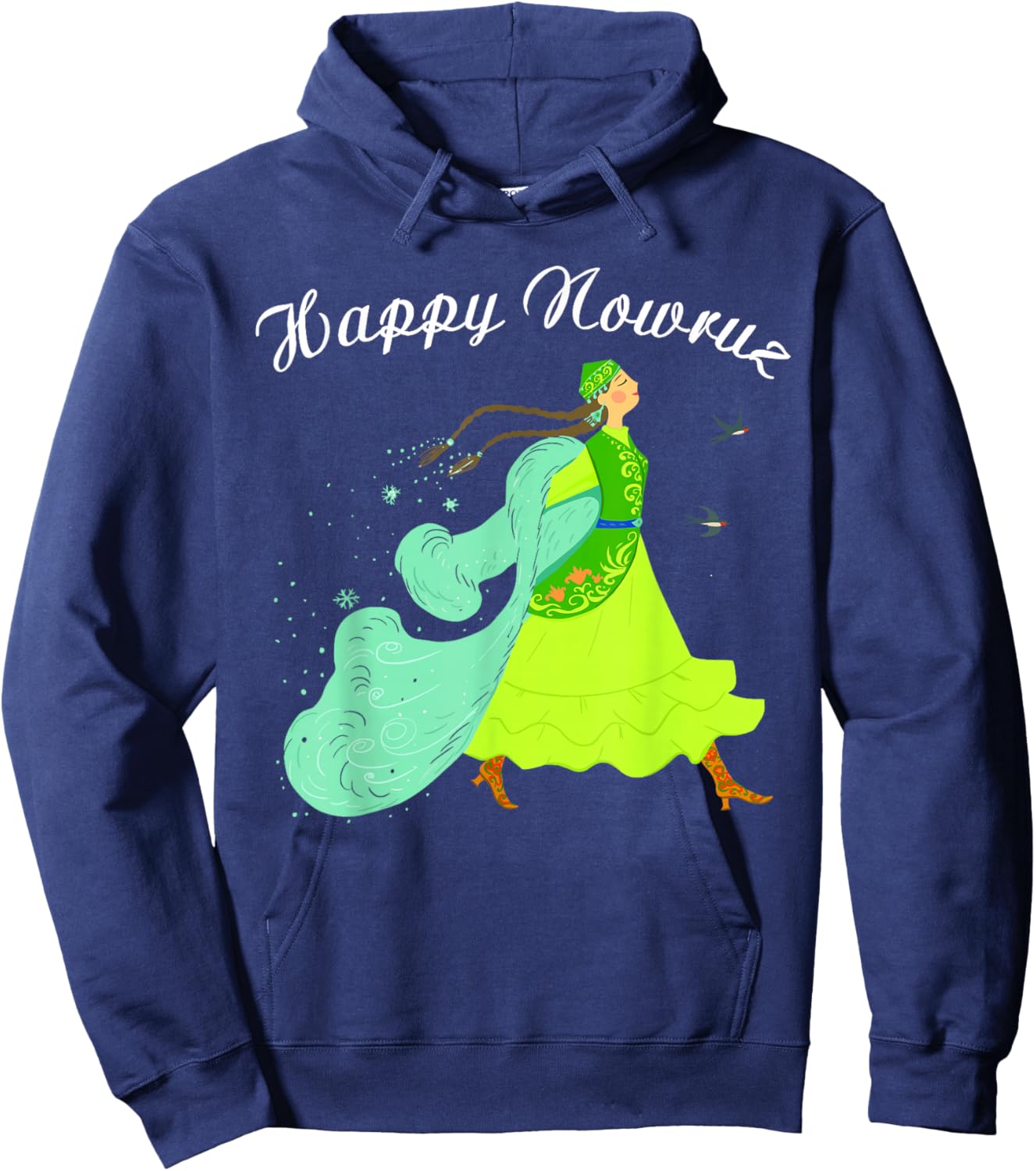 Happy Nowruz Persian New Year Party Dance Girl Women Costume Hoodie - Hoodie | Navy