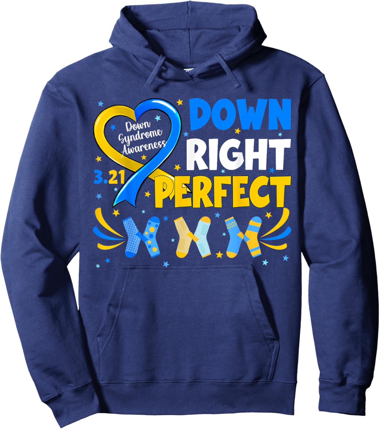 Down Right Perfect World Down Syndrome Women Girl Hoodie - Hoodie | Navy