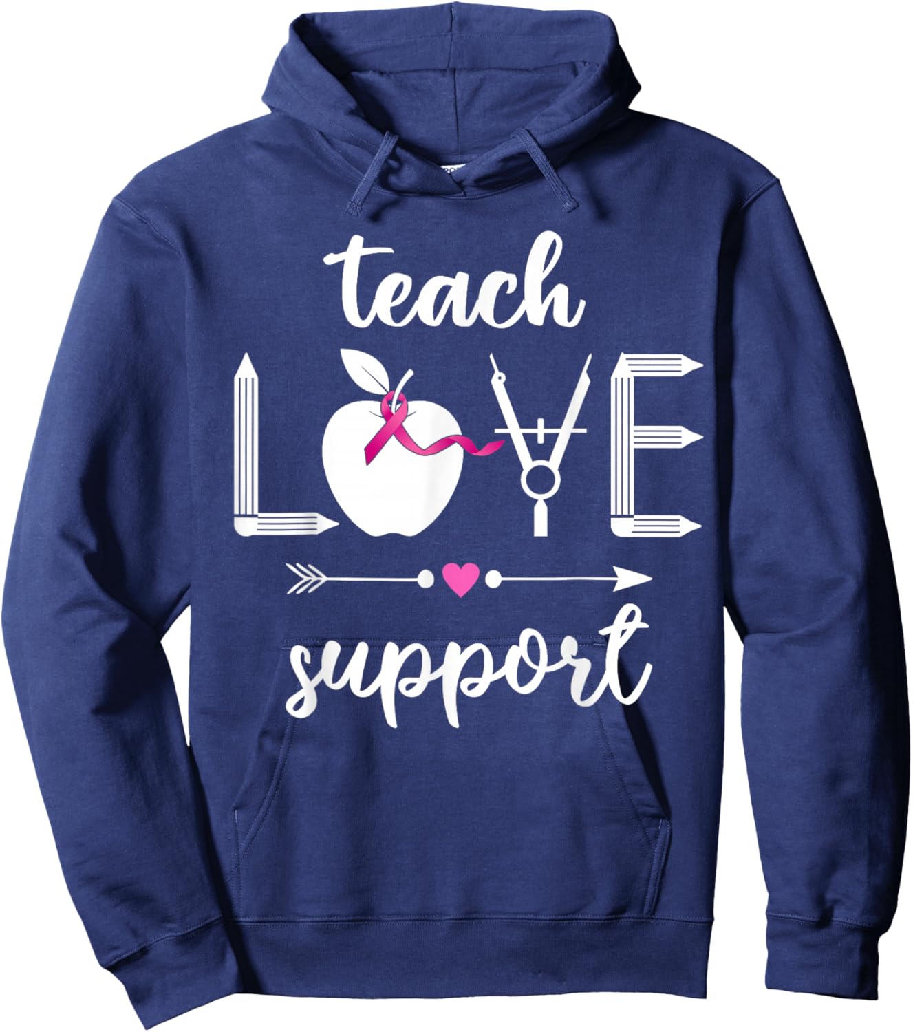 Math Teacher Breast Cancer Awareness Men Women Hoodie - Hoodie | Navy