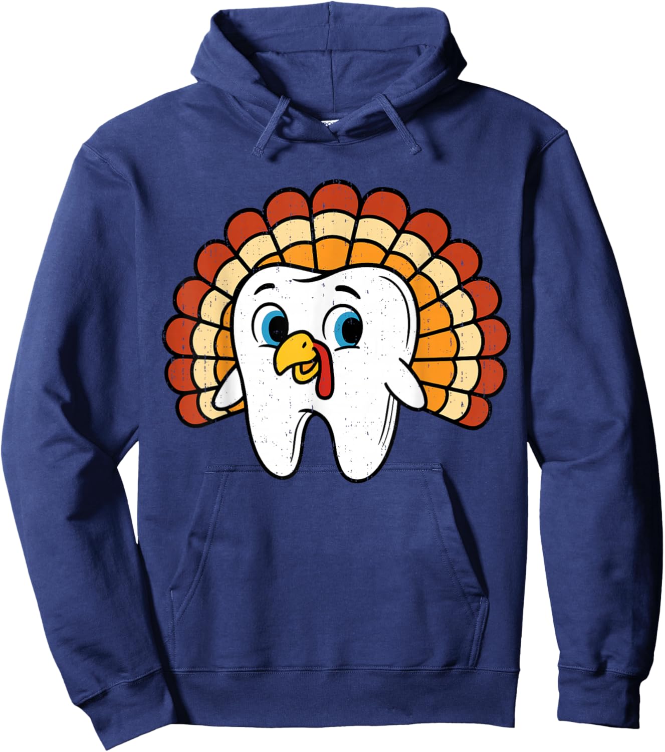 Funny Tooth Turkey Dentist Thanksgiving Fall Dental Hygiene Hoodie - Hoodie | Navy