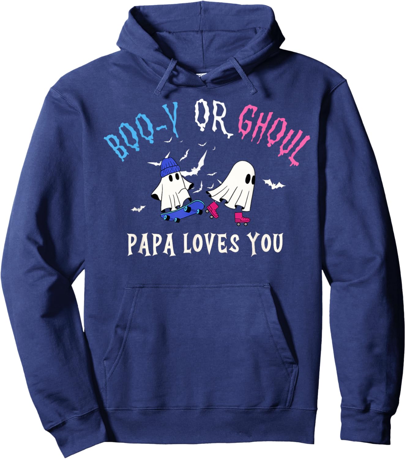 Boo-y Or Ghoul PAPA Loves You Halloween Funny Gender Reveal Hoodie - Hoodie | Navy