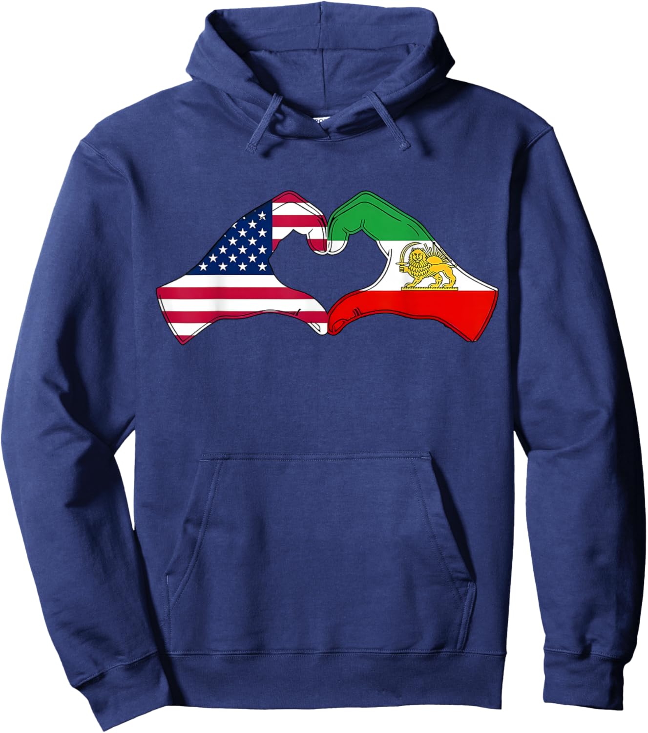 Persian American Flag USA Persia Heritage Heart Hoodie - Hoodie | Navy
