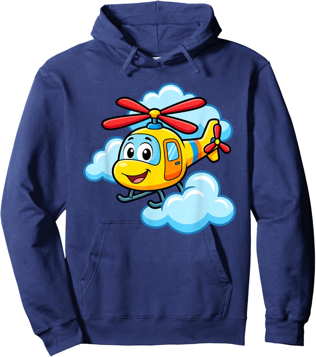 Cute Yellow Cartoon Helicopter Funny Chopper Kids Aviation Hoodie - Hoodie | Navy