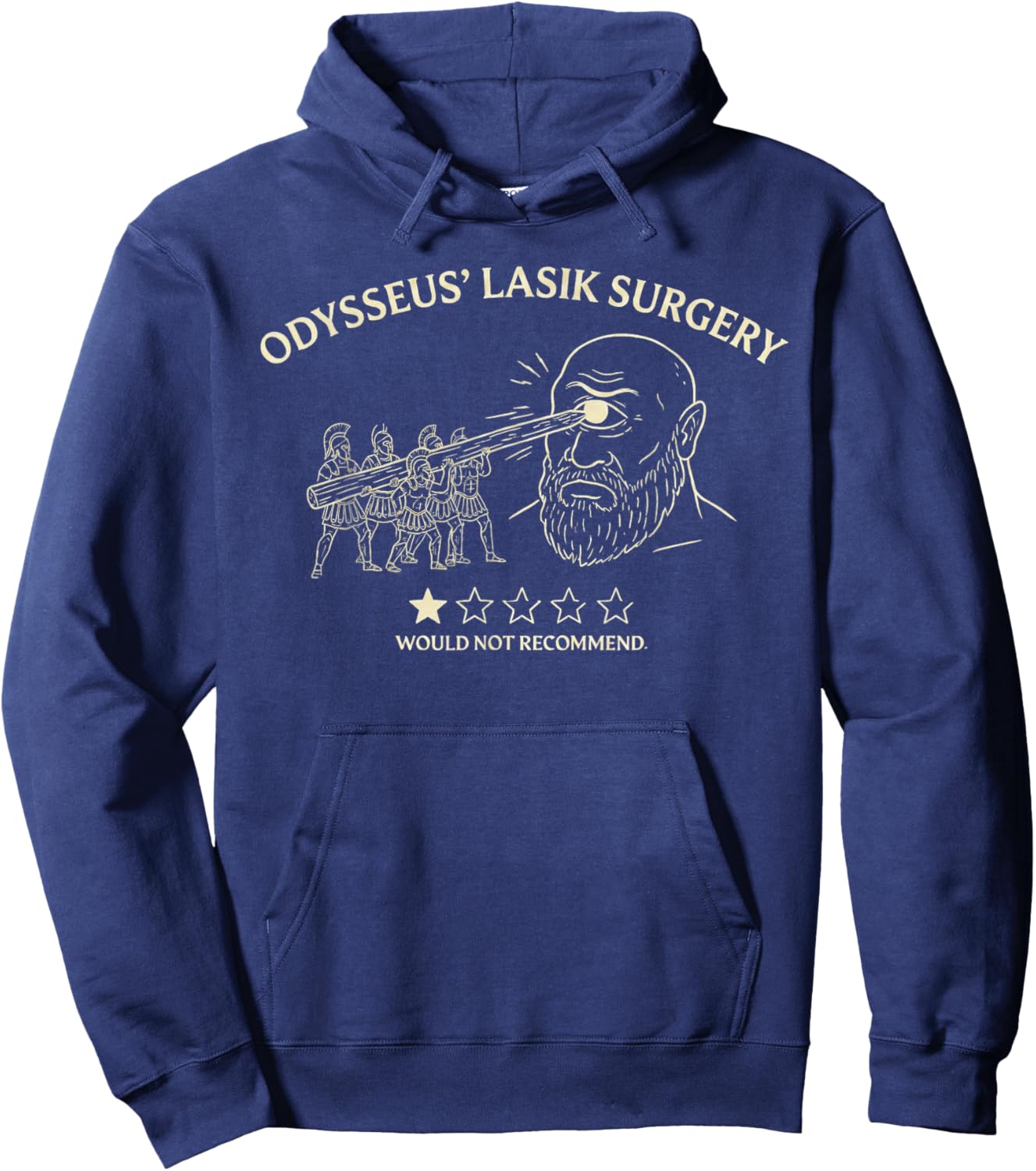 Funny Odysseus Lasik Surgery | Greek Mythology Cyclops Meme Hoodie - Hoodie | Navy