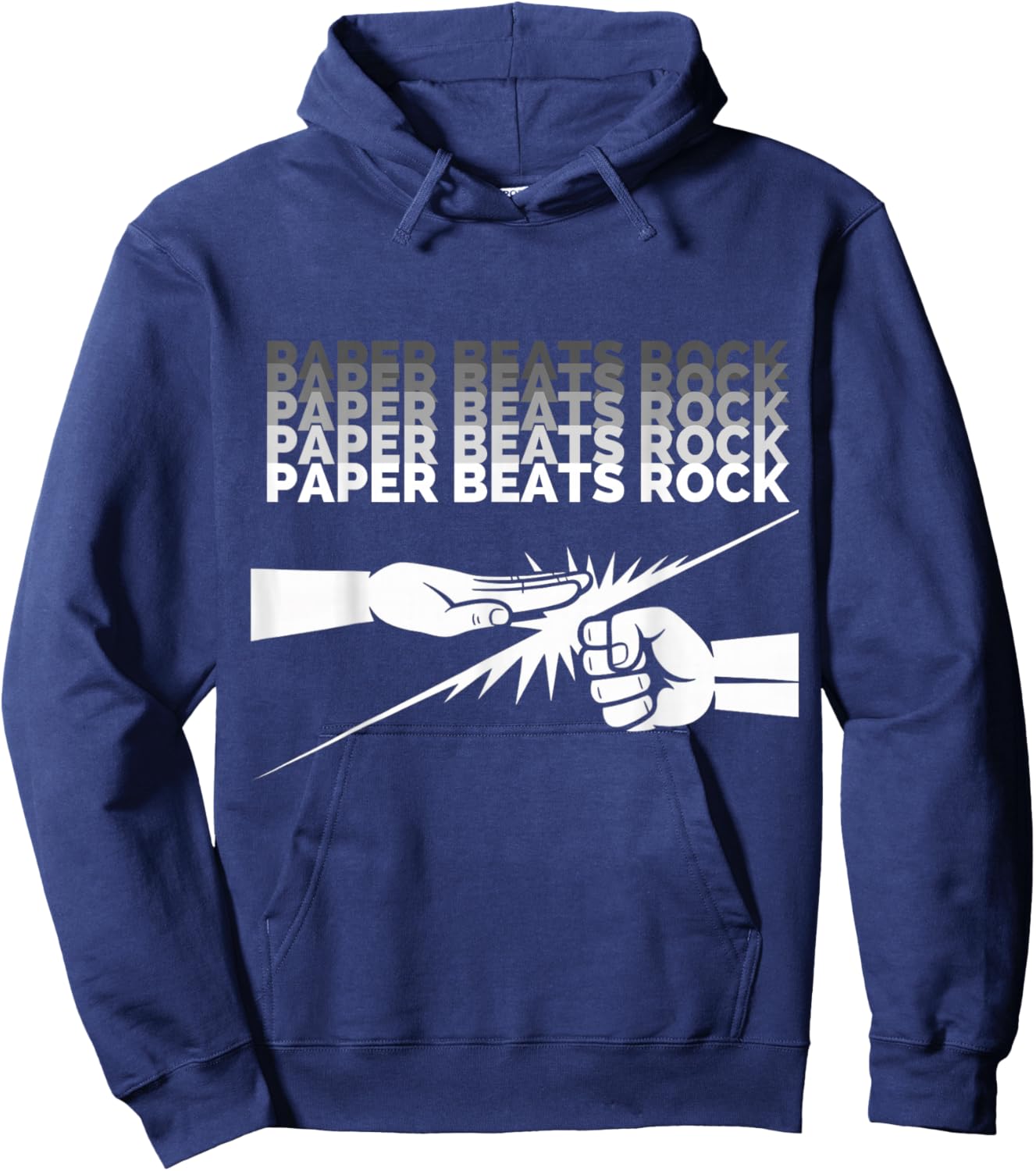 Funny Paper Beats Rock Saying Humor Retro Gaming Style Hoodie - Hoodie | Navy