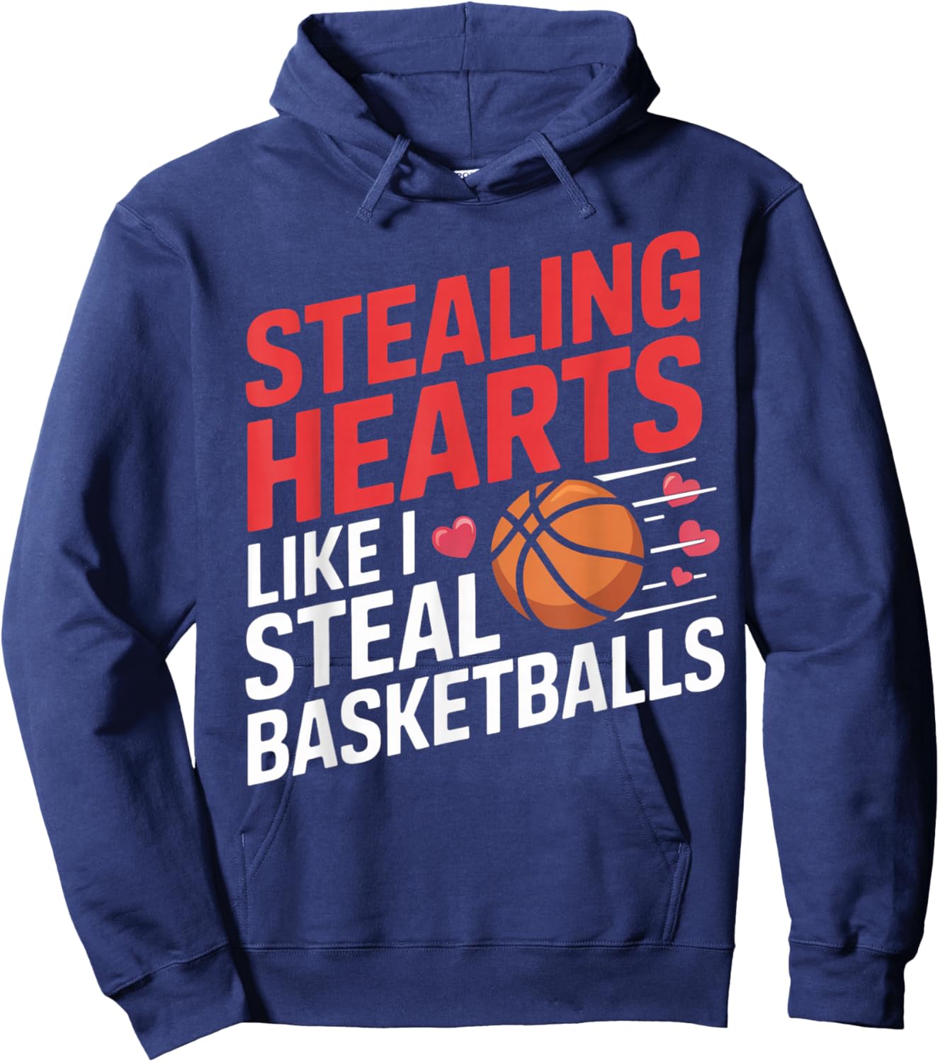Stealing Hearts Like I Steal Basketballs Valentine Boys Hoodie - Hoodie | Navy