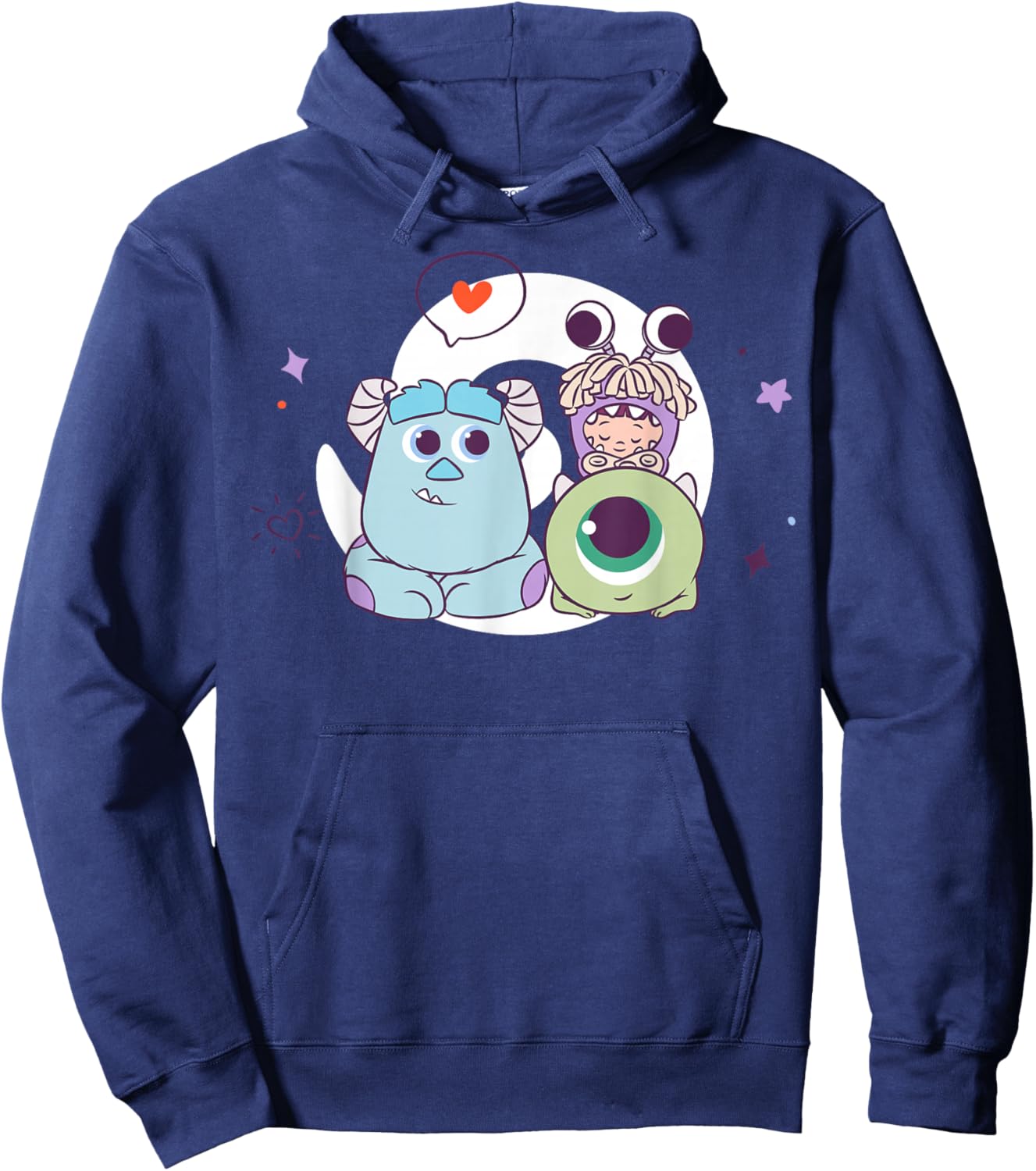 Disney Pixar Monsters Inc Sully Mike and Boo Cute Chibi Hoodie - Hoodie | Navy