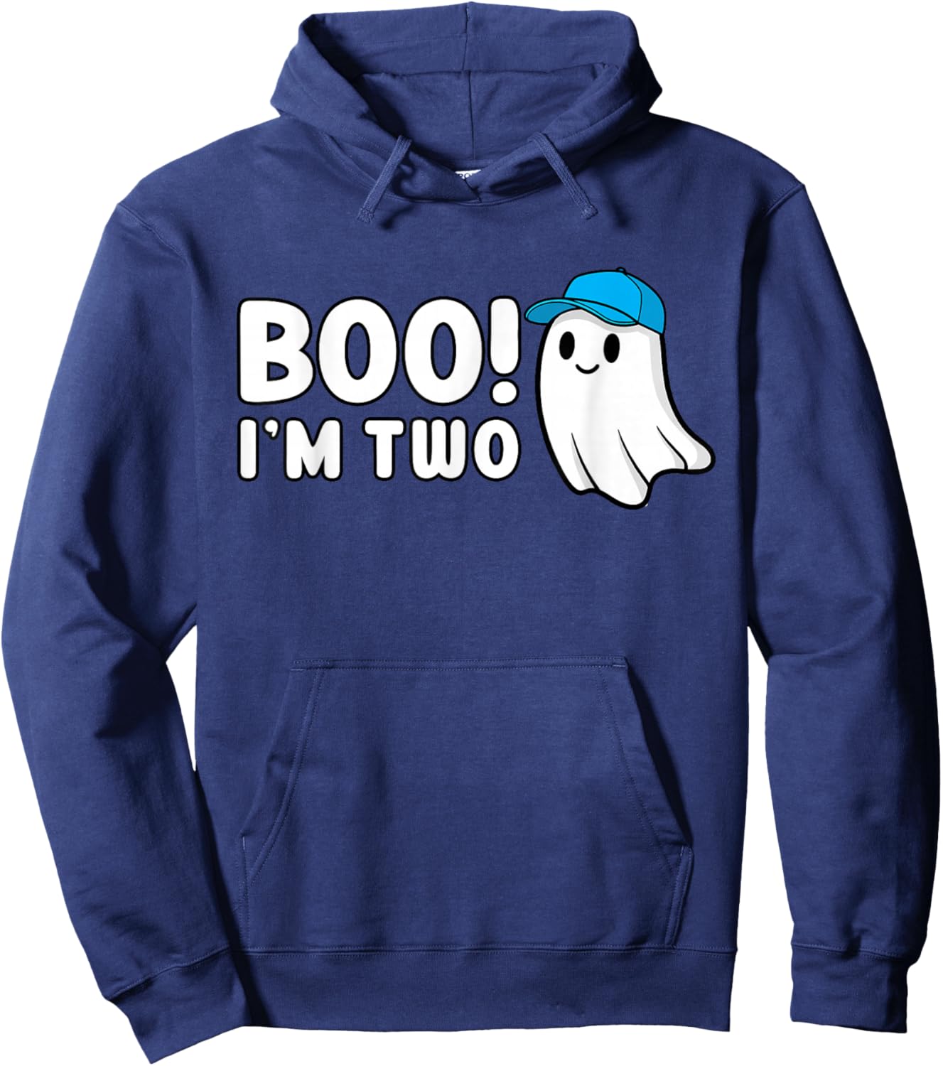 Boo Im Two 2nd Birthday 2 Year Old Boy Ghost Cute Halloween Hoodie - Hoodie | Navy