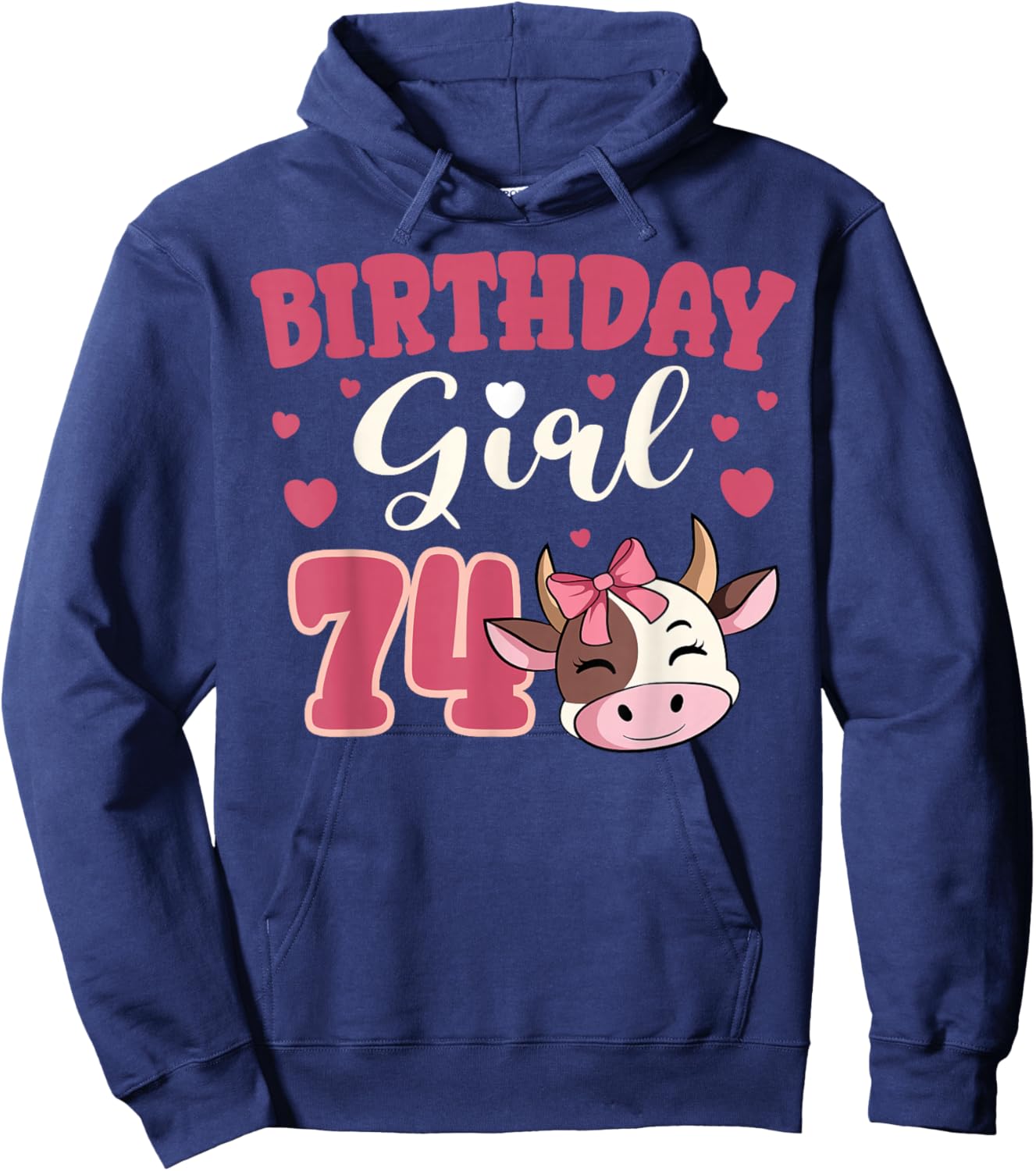Cow 74th Birthday Girl Party Moo Barn Animal Farmyard Vet Hoodie - Hoodie | Navy