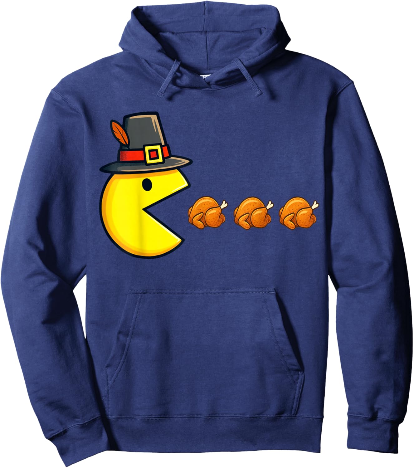 Thanksgiving Video Game Eating Turkey Gamer Men Women Kids Hoodie - Hoodie | Navy