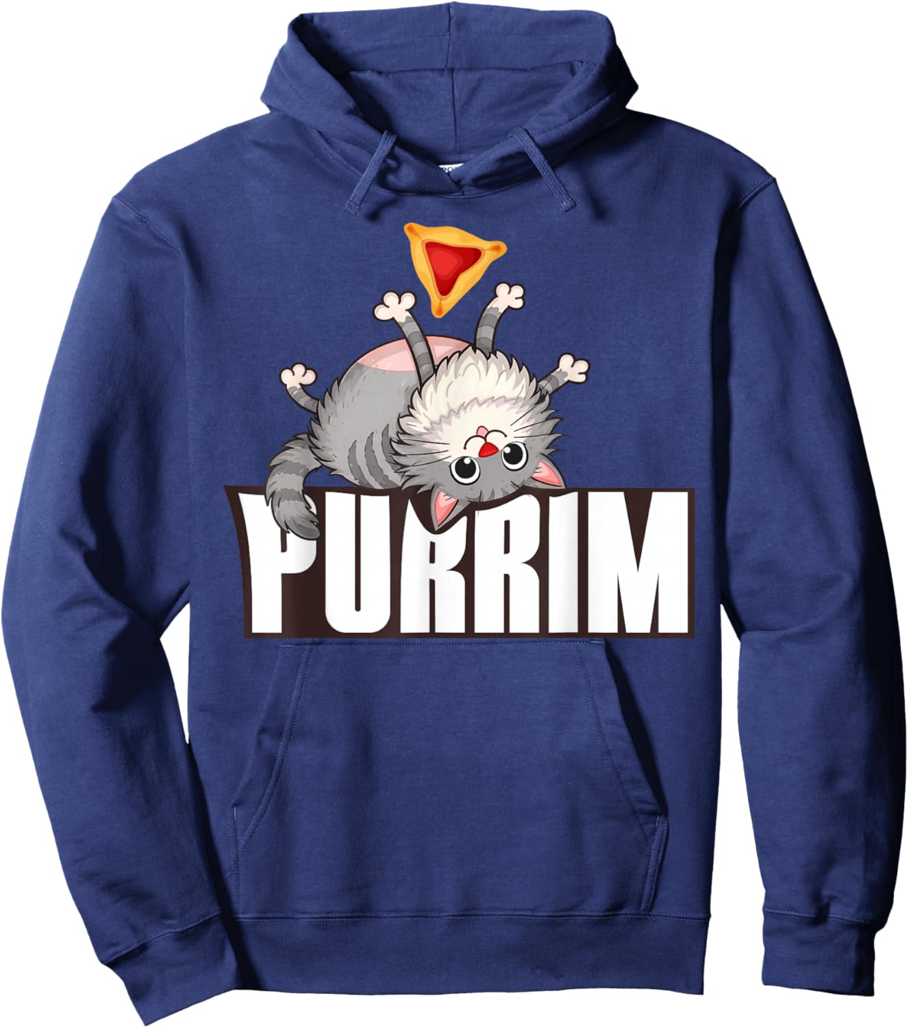 Funny Purrim Cat & Hamantash Jewish Holidays Happy Purim Hoodie - Hoodie | Navy