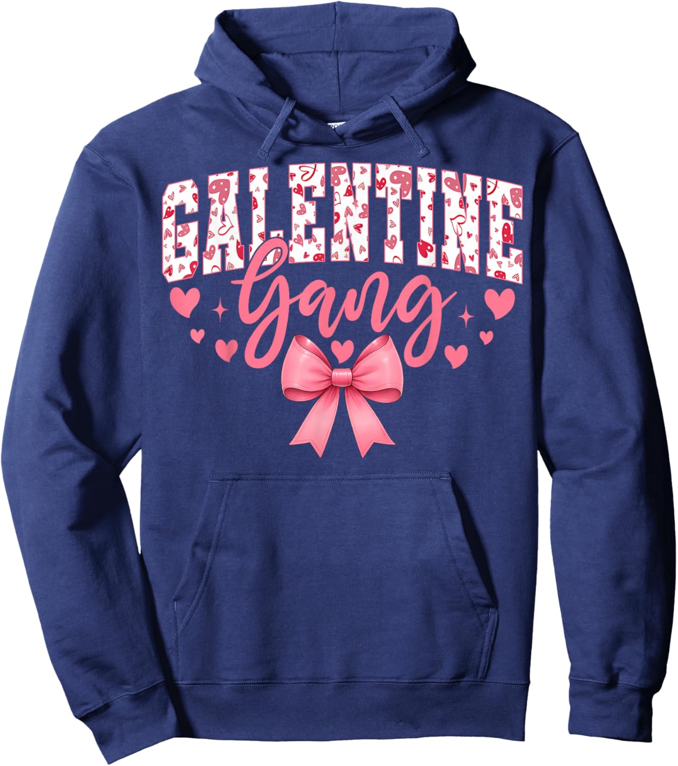 Galentine Gang Coquette Bow Cute Valentine Hoodie - Hoodie | Navy