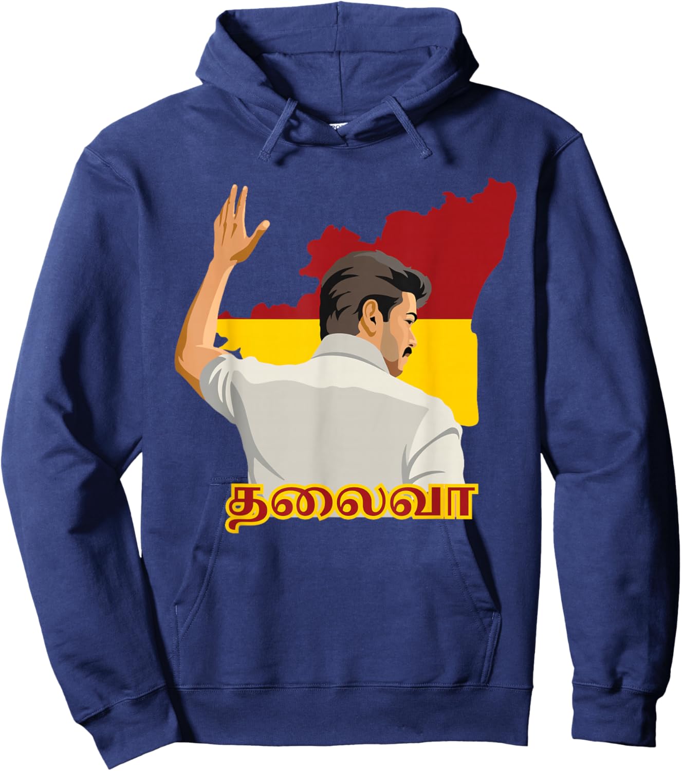 Thalapathy Vijay Thalaiva TVK Flag Tamil Kollywood Hoodie - Hoodie | Navy