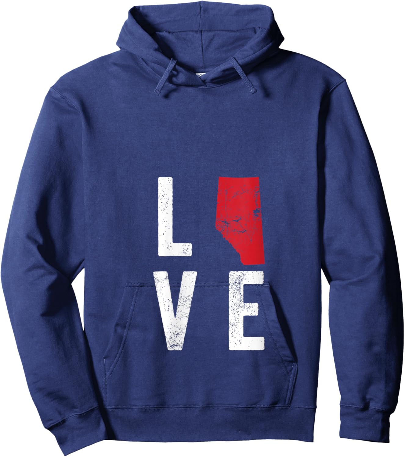 Women's Love Alberta Map America American Independence Day V-Neck Hoodie - Hoodie | Navy