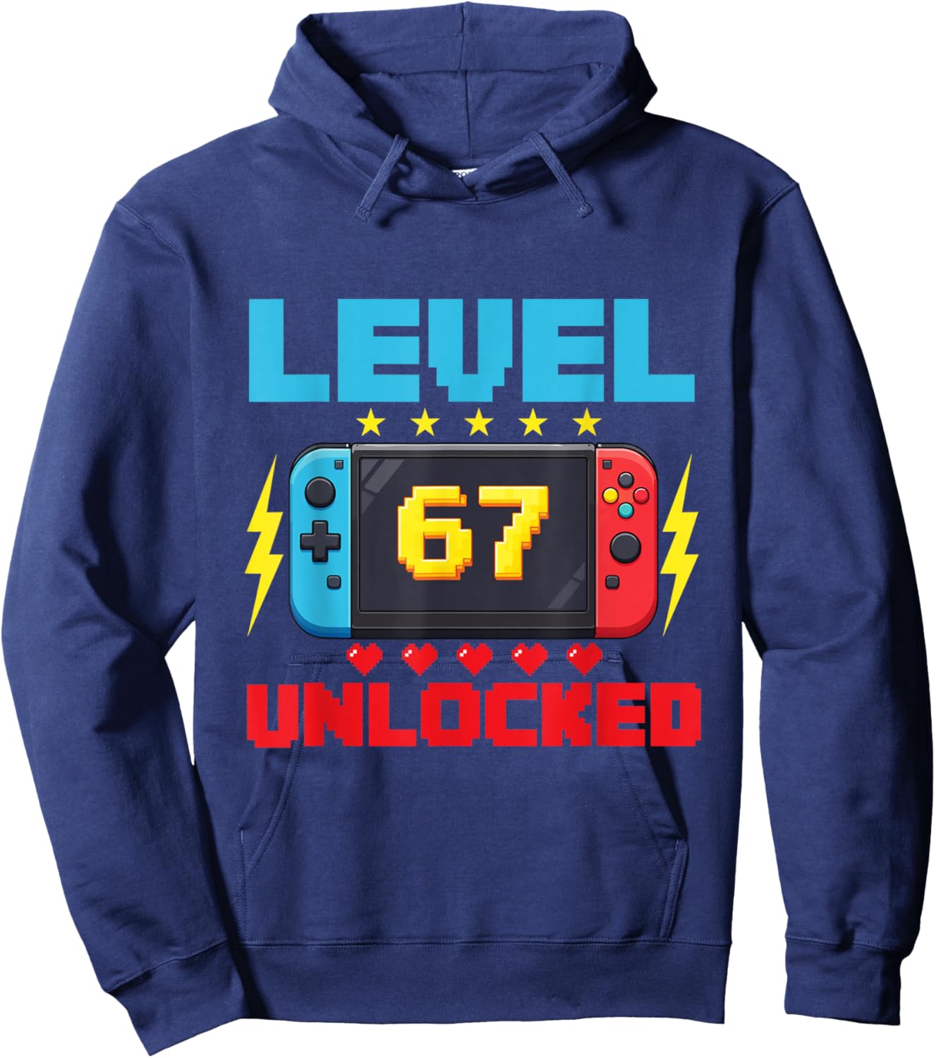 Level 67 Unlocked - 67 Days of School Gamer Six Seven Meme Hoodie - Hoodie | Navy