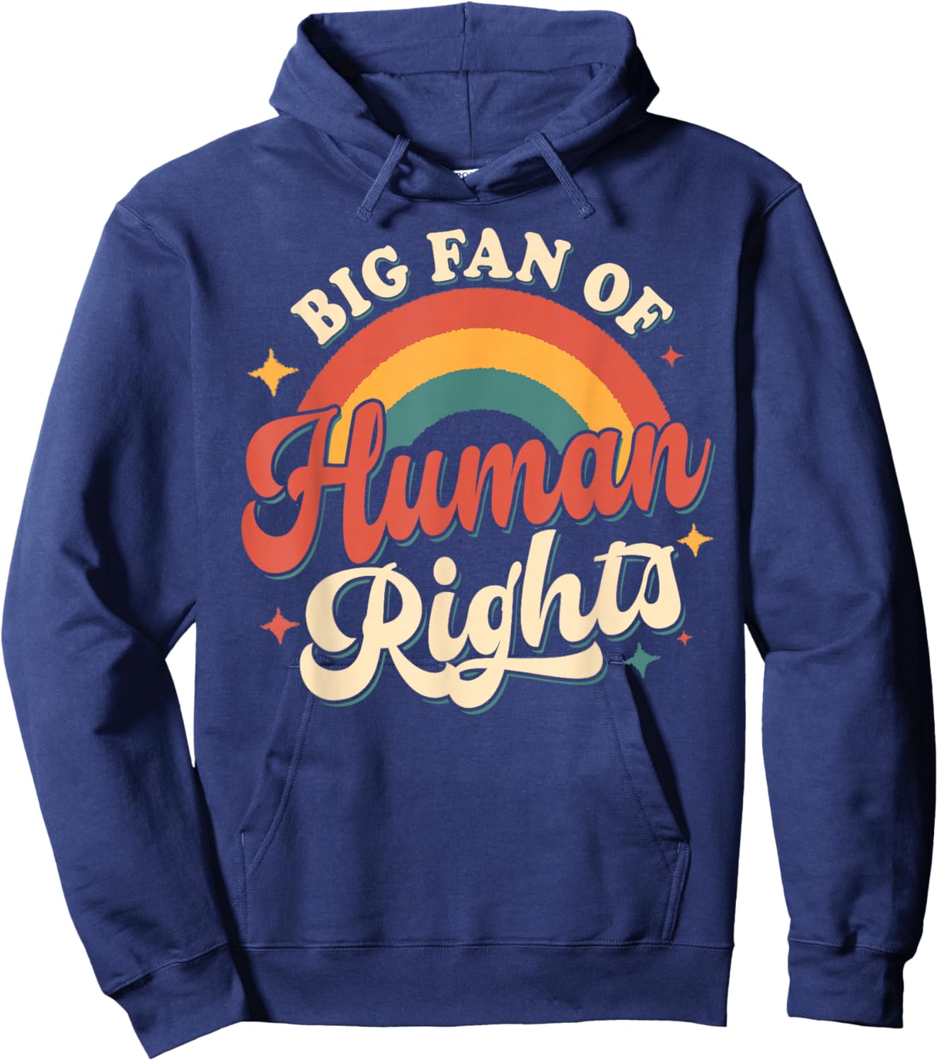 Big Fan of Human Rights - Retro Rainbow Hoodie - Hoodie | Navy