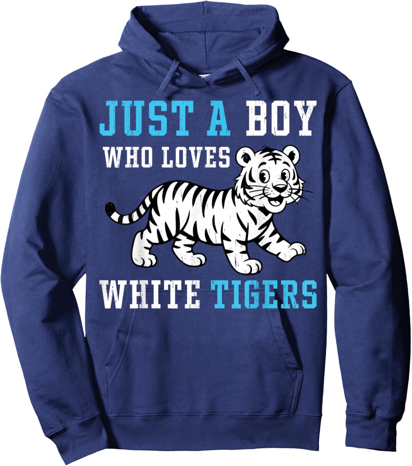 Just A Boy Who Loves White Tigers Big Cat Lover Hoodie - Hoodie | Navy