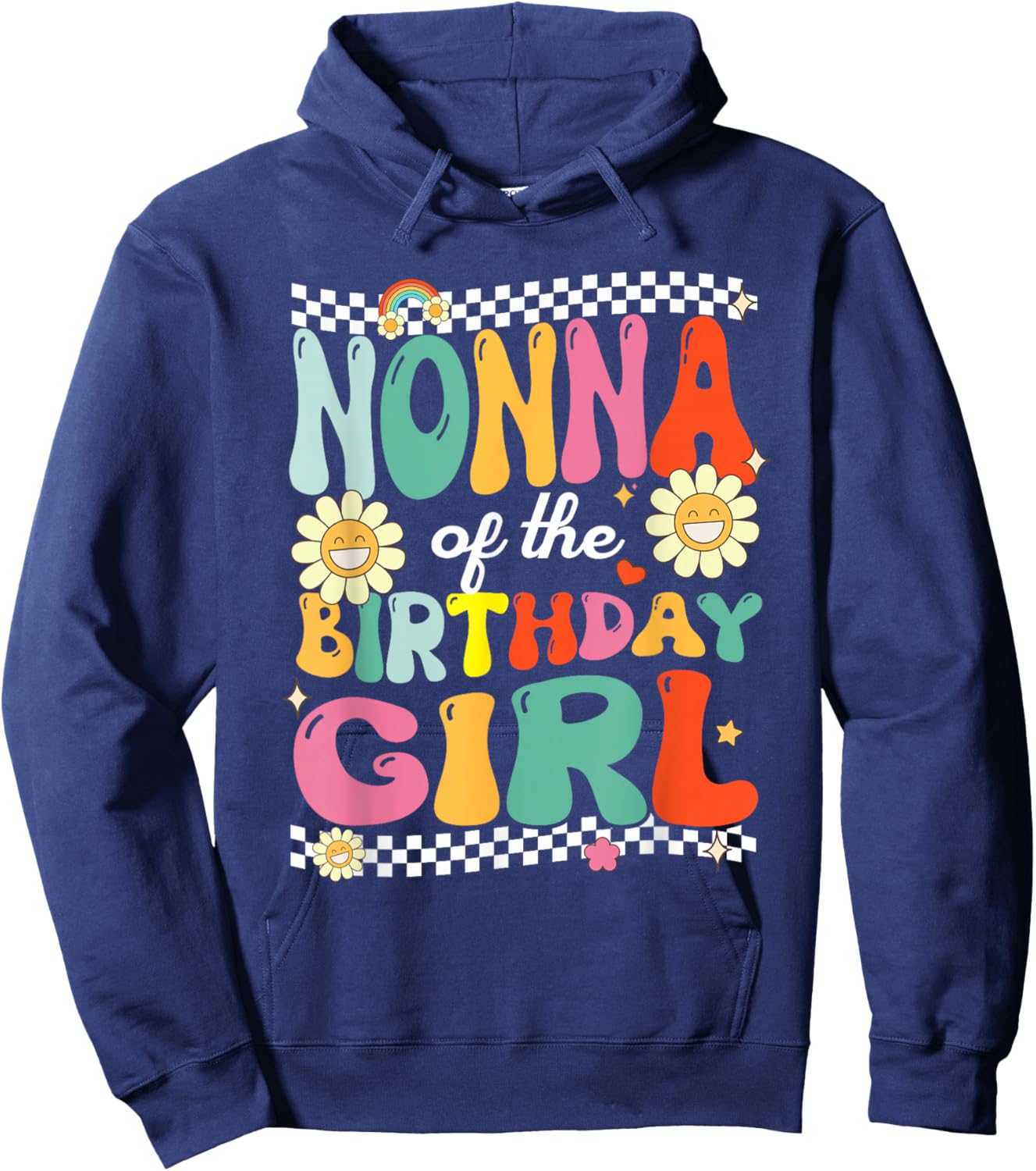 Nonna of The Birthday Girl Family Groovy Birthday Party Hoodie - Hoodie | Navy