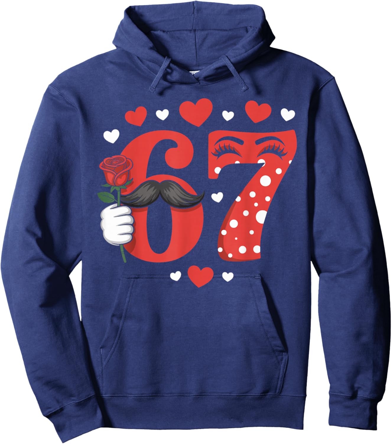 Funny 67 Valentines Day Six Seven Meme Heart Boys Girls Kids Hoodie - Hoodie | Navy