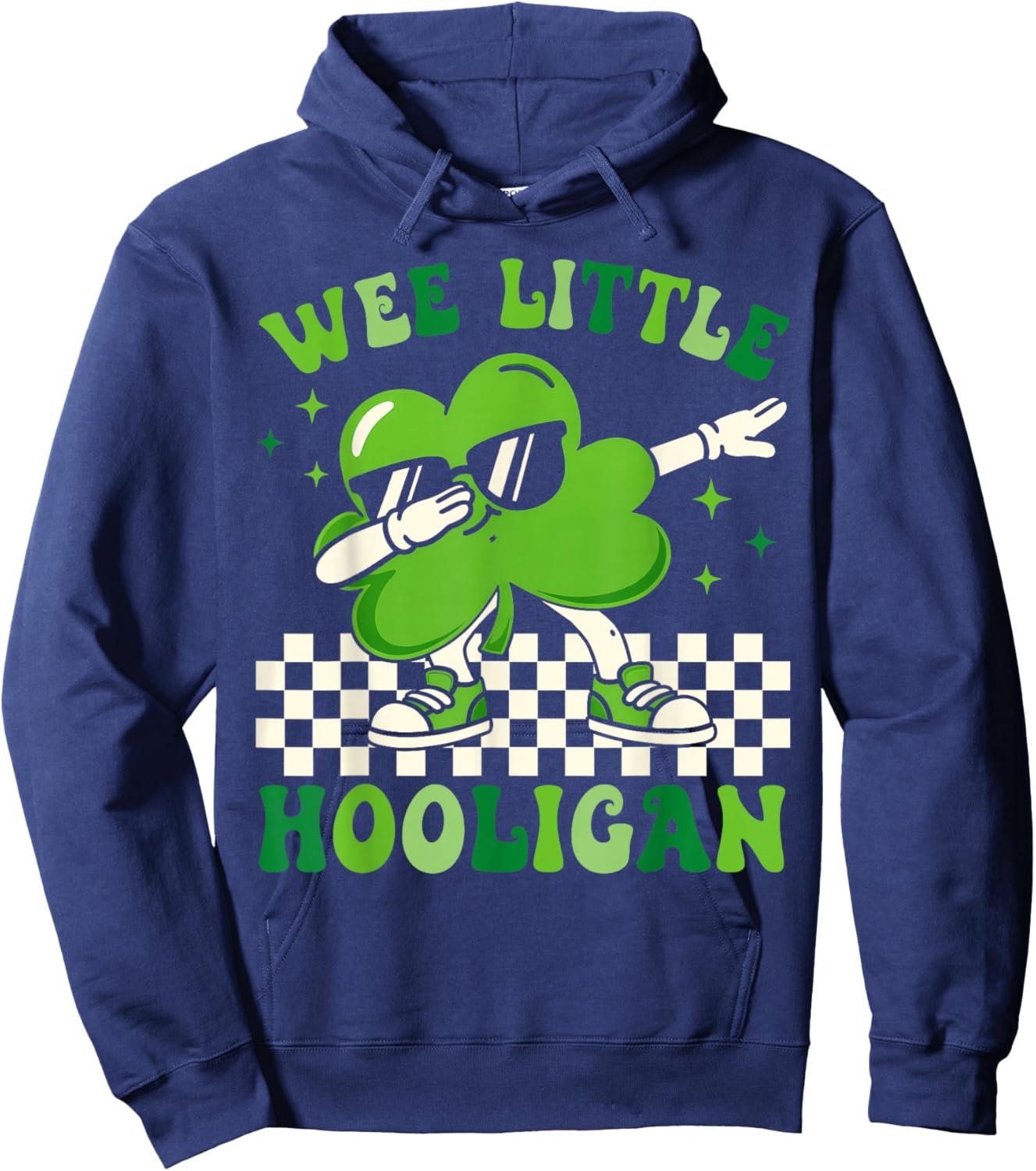 Wee Little Hooligan Dab Shamrock Funny St Patrick's Day Kids Hoodie - Hoodie | Navy