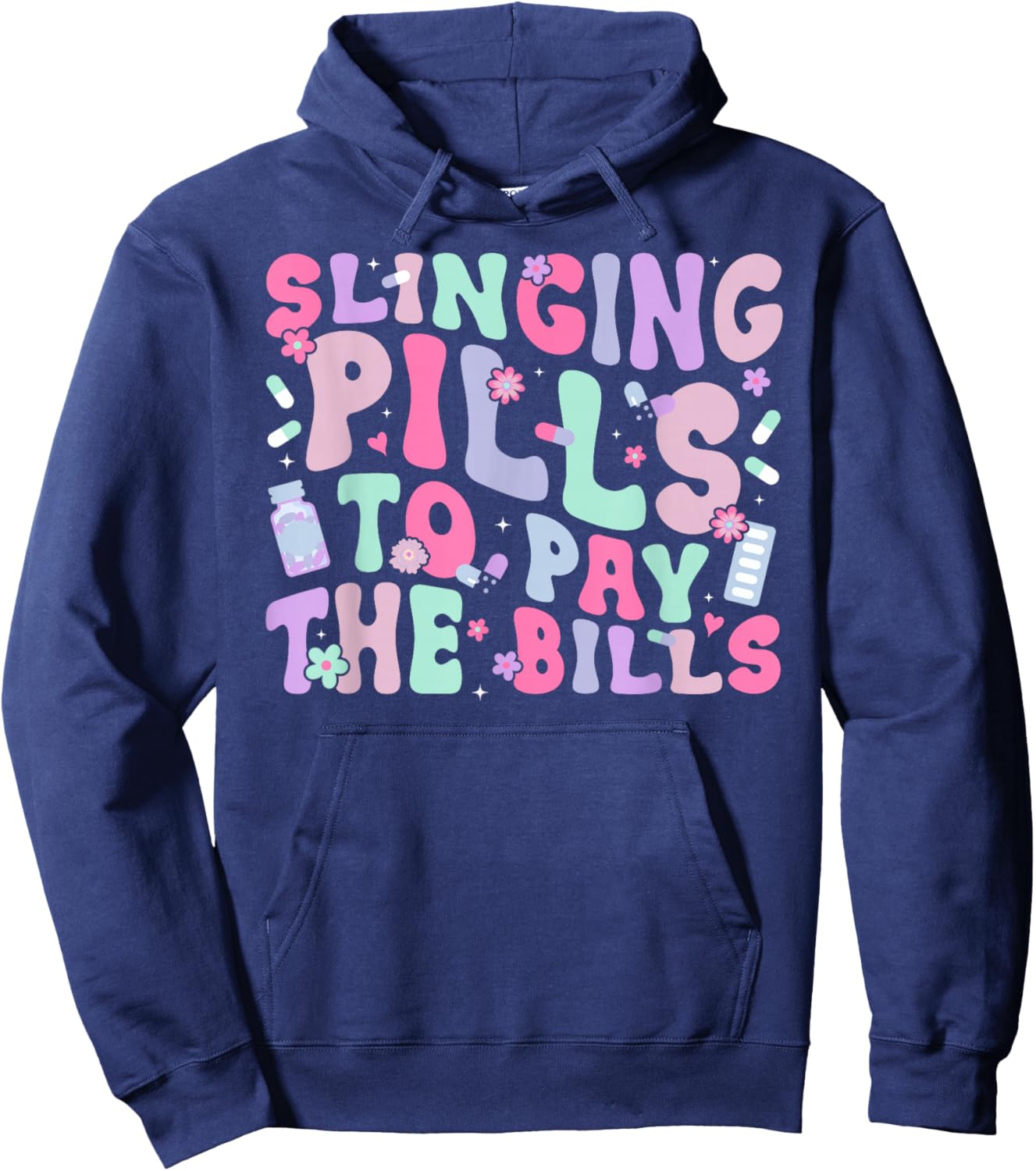 Medication Aide Med Aide Groovy Medication Aides Hoodie - Hoodie | Navy
