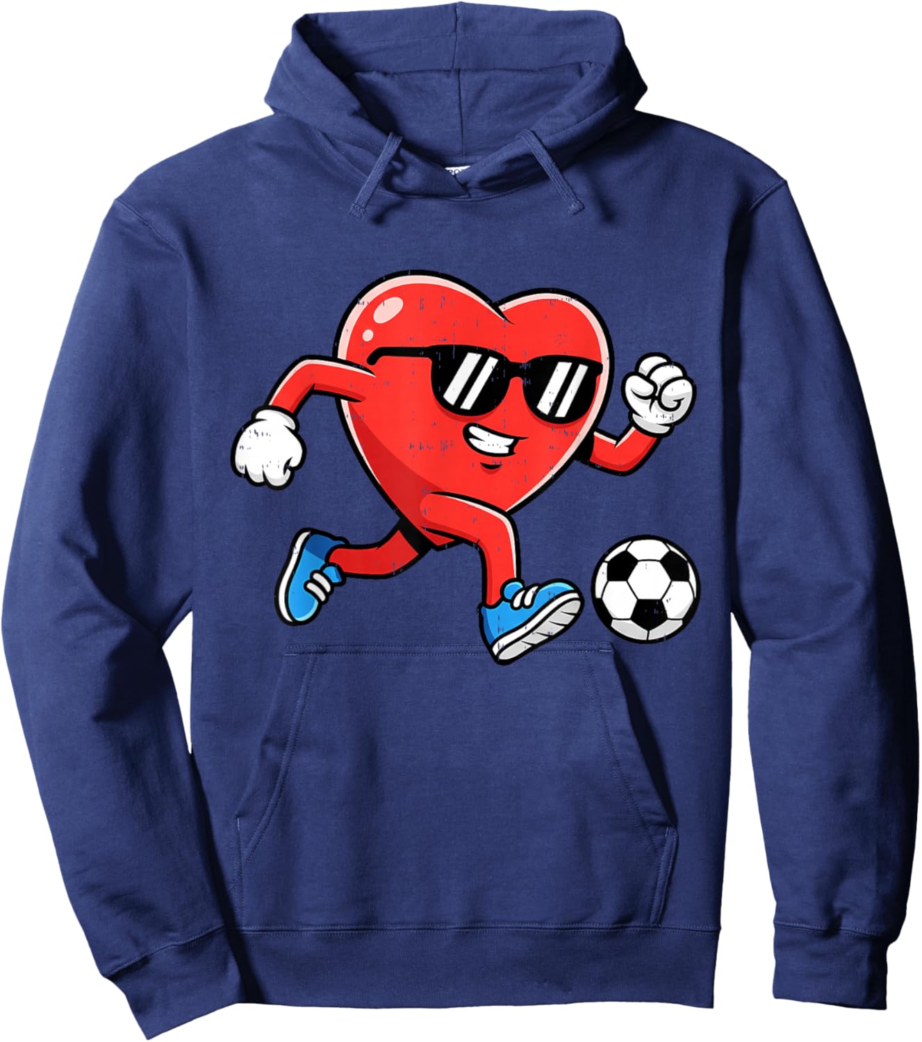 Heart Play Soccer Valentines Day for Teens Boys Girls Kids Hoodie - Hoodie | Navy
