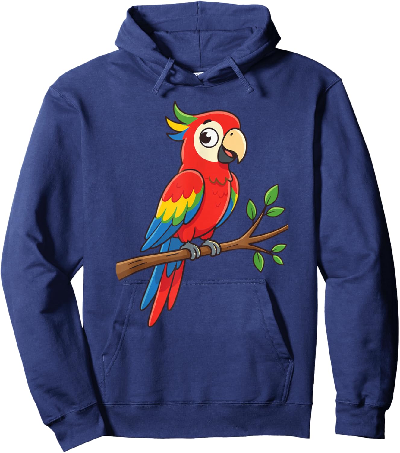 Colorful Cartoon Parrot Macaw Tropical Jungle Bird Hoodie - Hoodie | Navy