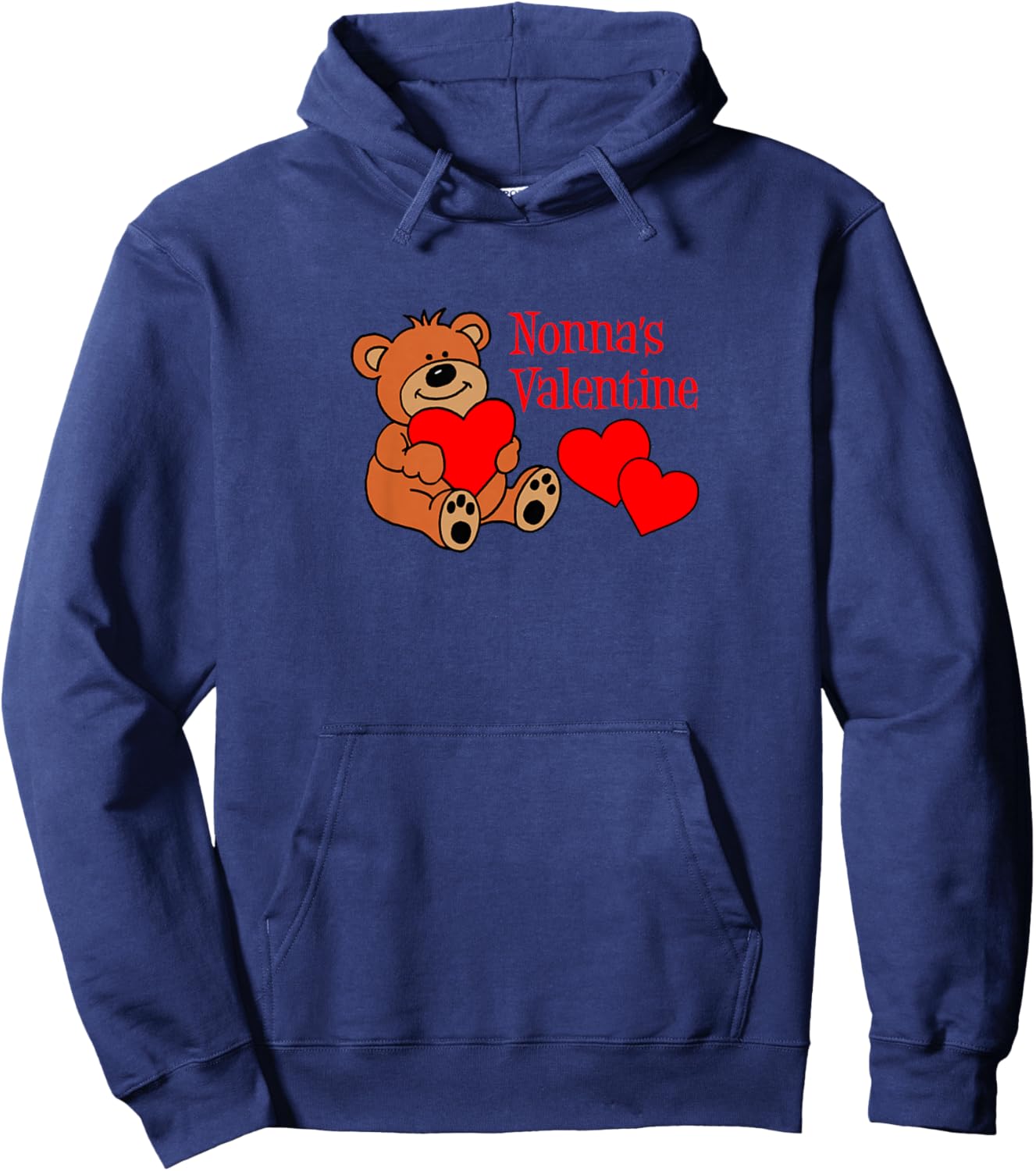 Nonna is My Valentine Italian Grandchild Bear Heart Cute Hoodie - Hoodie | Navy
