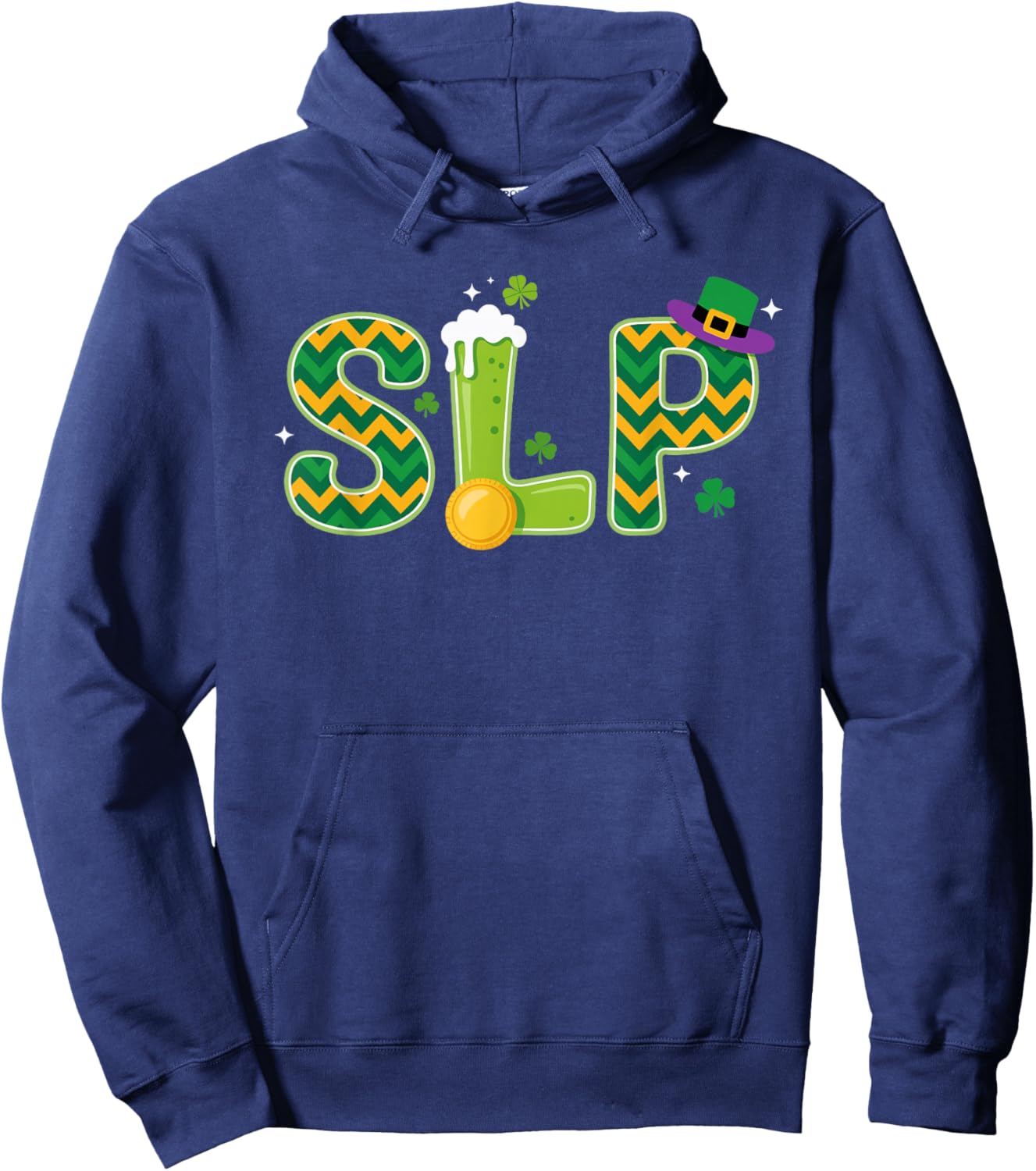 SLP St Patrick's Day Speech Therapist Hoodie - Hoodie | Navy