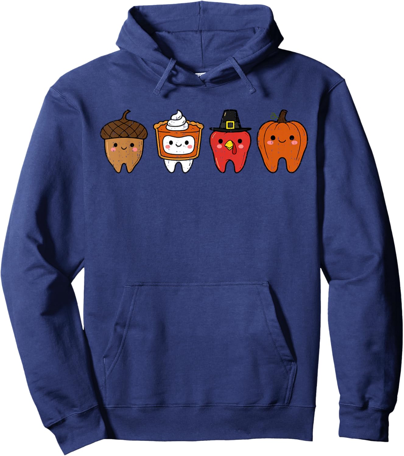 Cute Teeth Turkey Tooth Dental Squad Thanksgiving Fall Hoodie - Hoodie | Navy