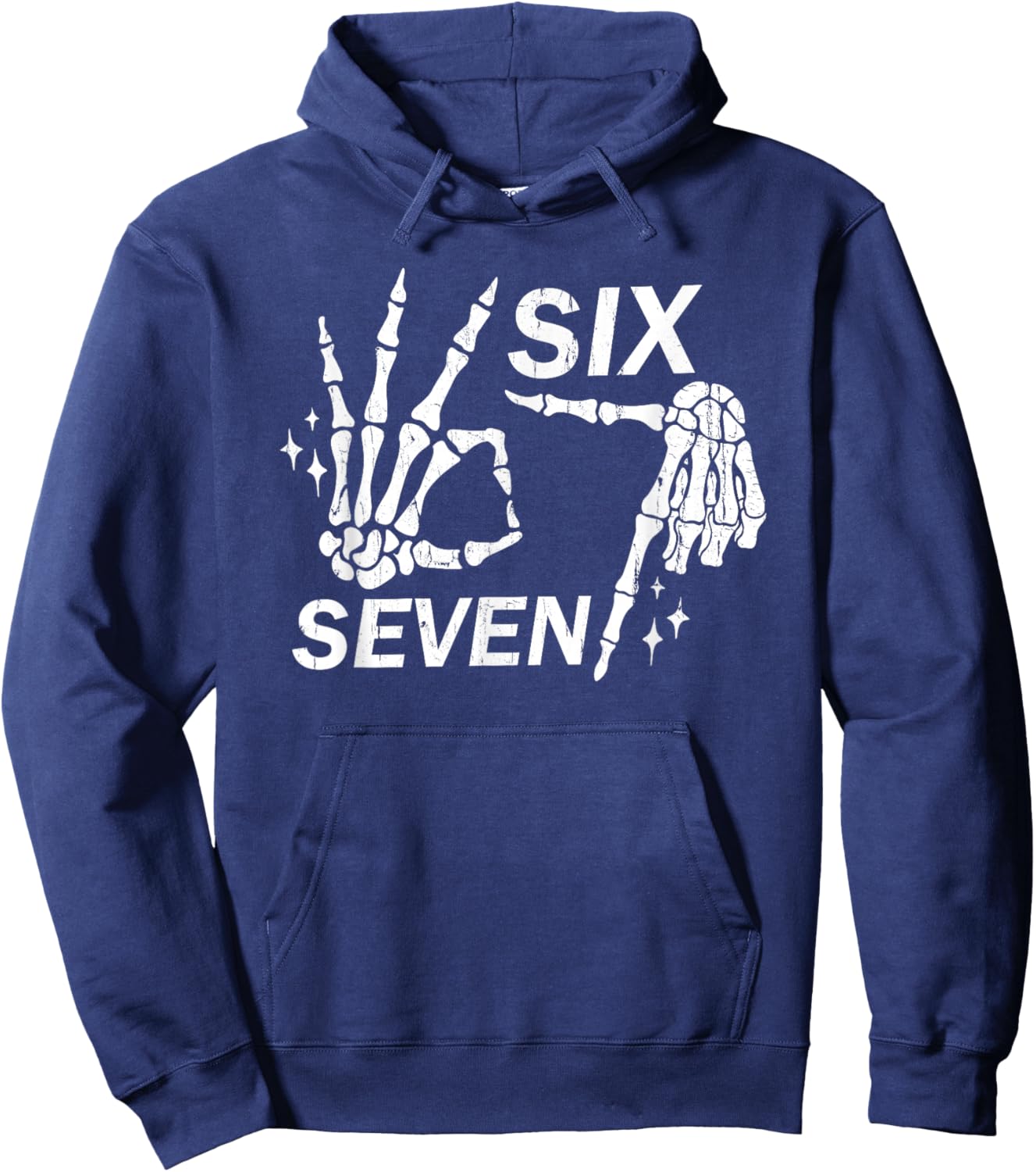 Six Seven 6 7, Skeleton Hands, Spooky Skull Hoodie - Hoodie | Navy