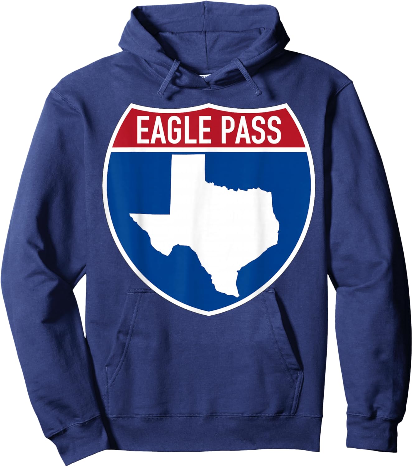 Eagle Pass Texas TX Interstate Highway Vacation Souvenir Hoodie - Hoodie | Navy