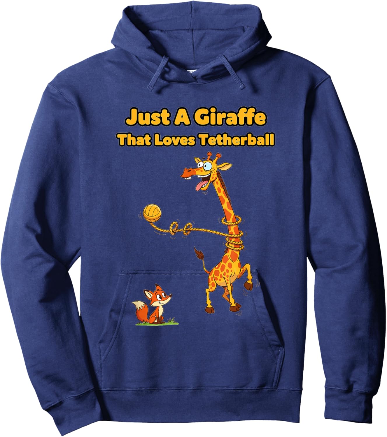Just A Giraffe That Loves Tetherball Funny Zoo Animals Hoodie - Hoodie | Navy