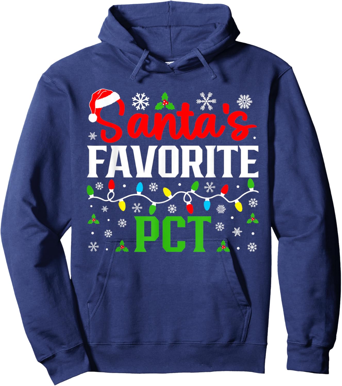 Santa's Favorite PCT Christmas Patient Care Technician Hoodie - Hoodie | Navy