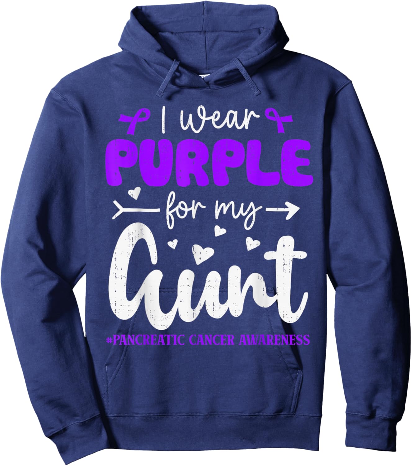 I Wear Purple for Aunt Pancreatic Cancer Awareness Family Hoodie - Hoodie | Navy