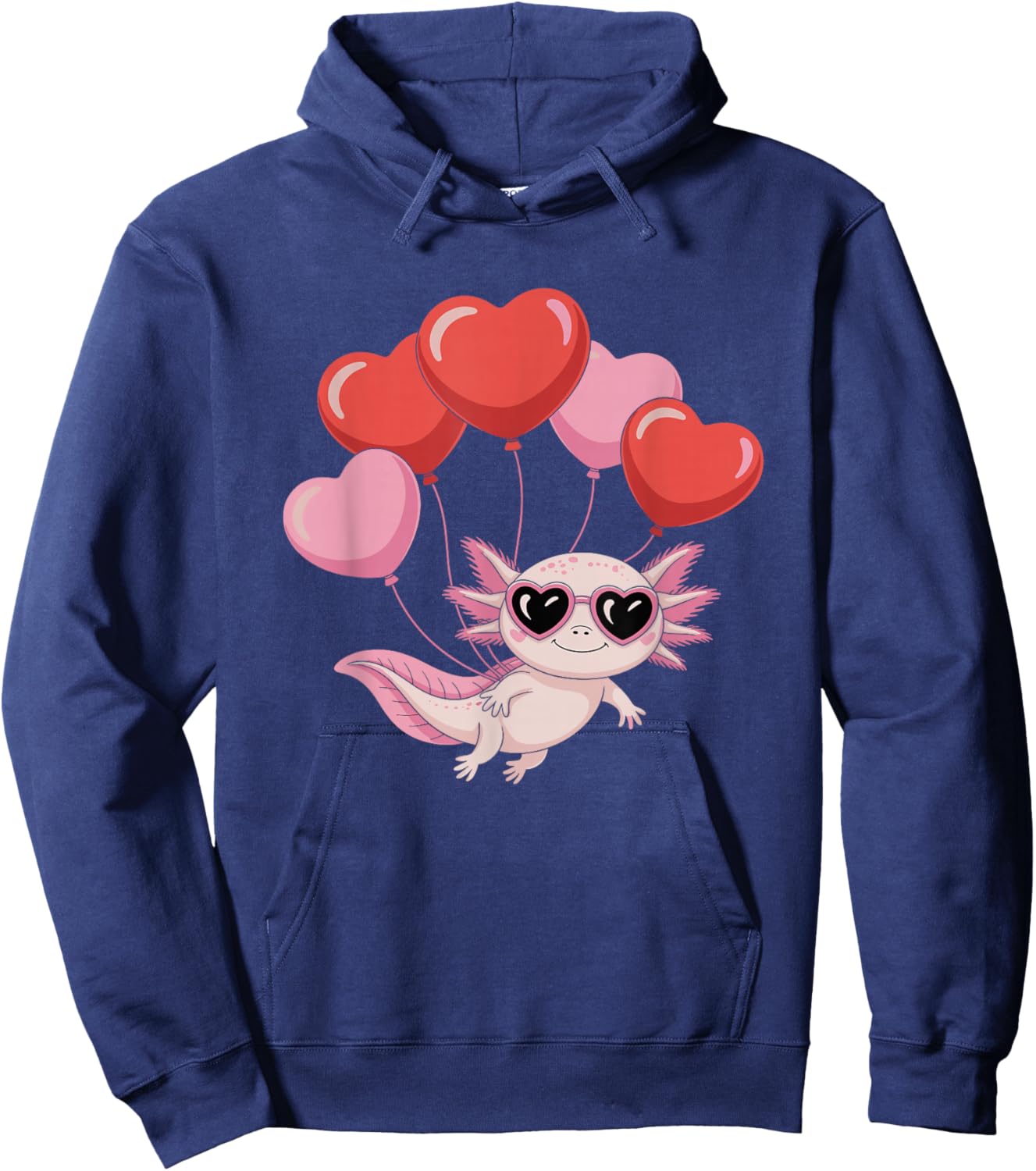 Axolotl Heart Balloons Axolotl Valentines Day Girls Women Hoodie - Hoodie | Navy