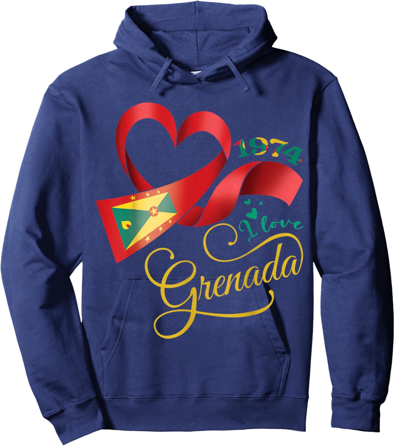 I Love 1974 Grenada Grenadian Independence Grenada Day Hoodie - Hoodie | Navy